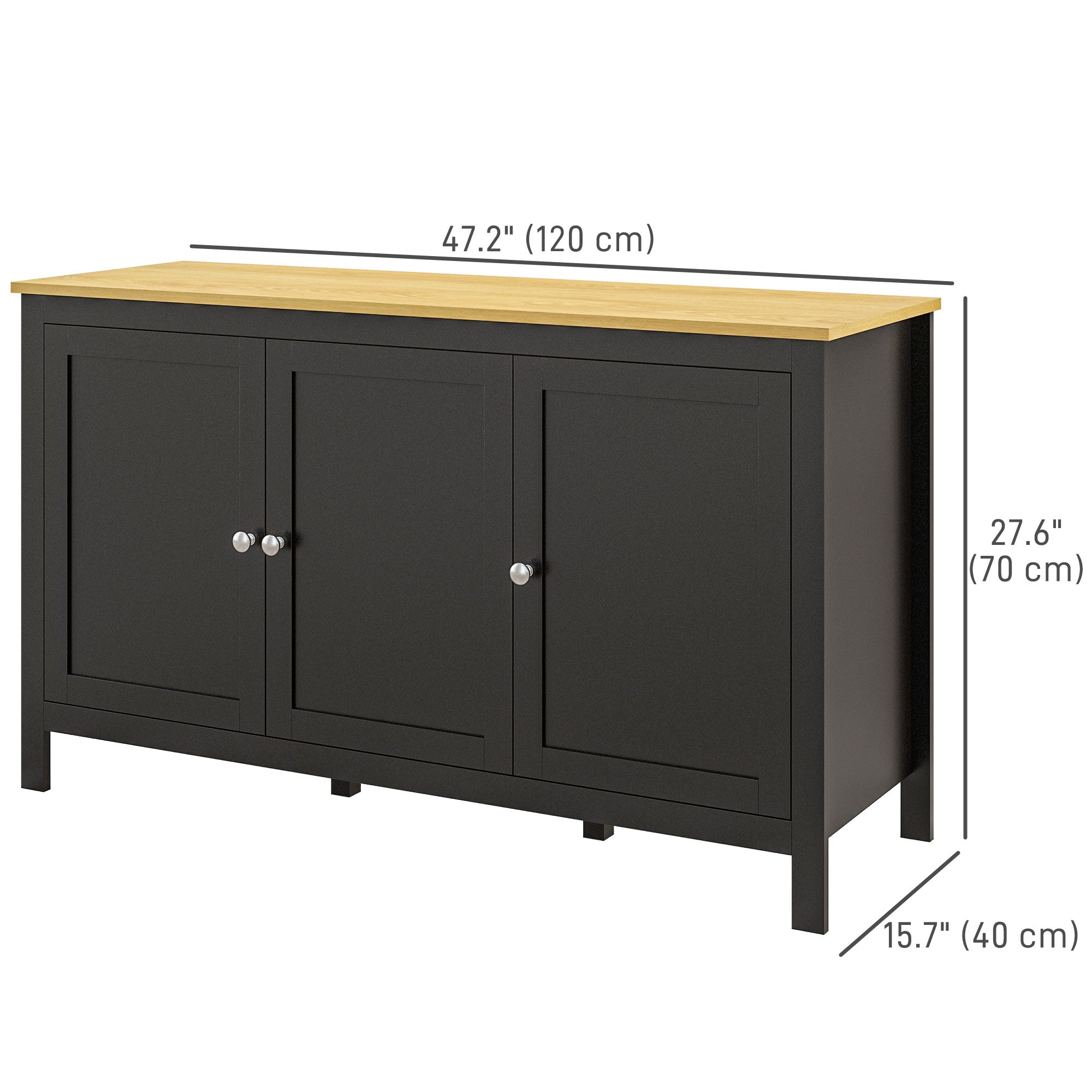 Sideboard Buffet Cabinet - Black and Natural, Adjustable Shelves, Living Room-DECOROLALA