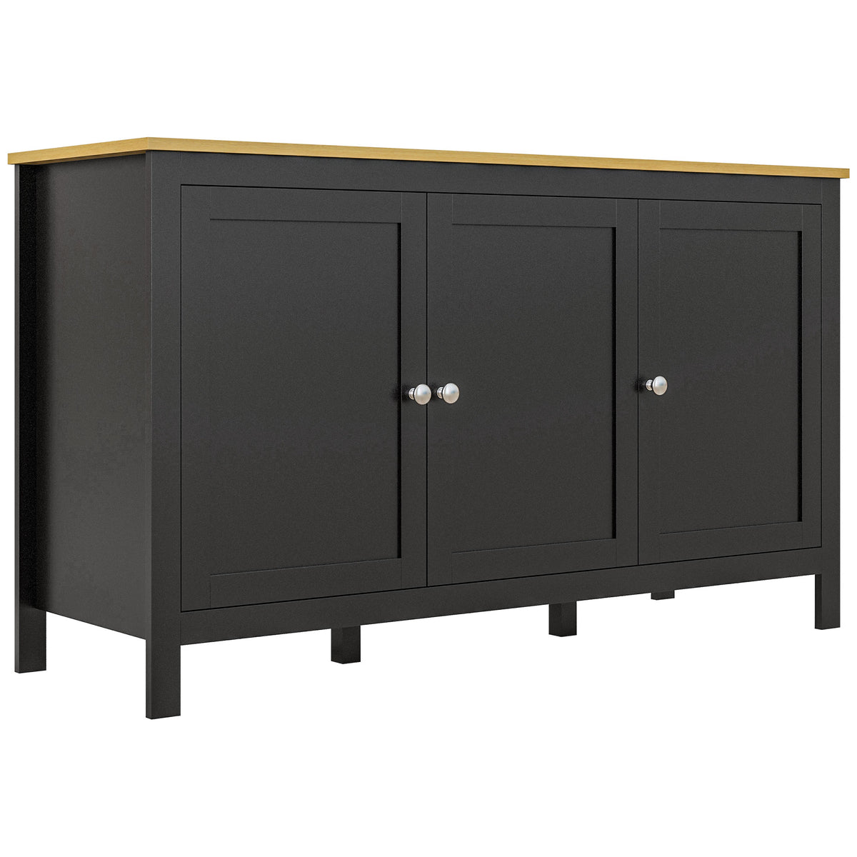 Sideboard Buffet Cabinet - Black and Natural, Adjustable Shelves, Living Room-Sideboards & Buffets-DECOROLALA