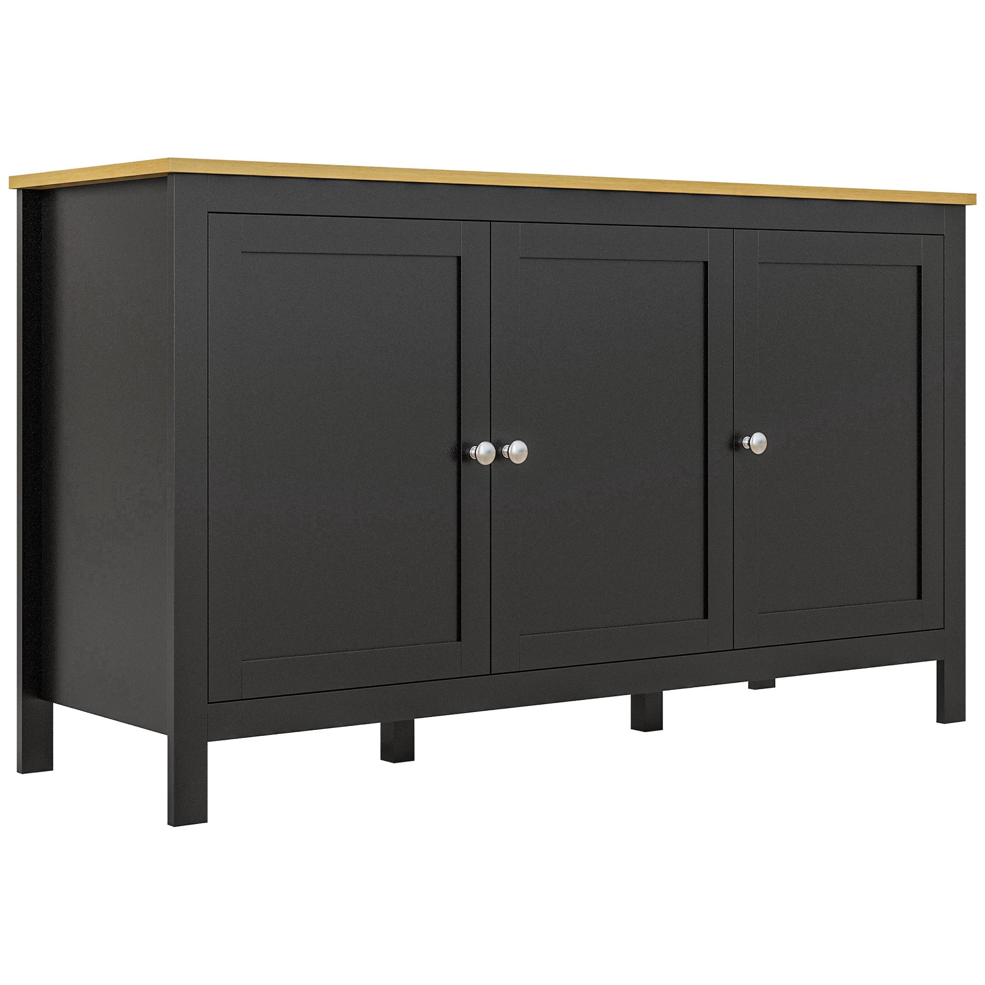 Sideboard Buffet Cabinet - Black and Natural, Adjustable Shelves, Living Room-DECOROLALA