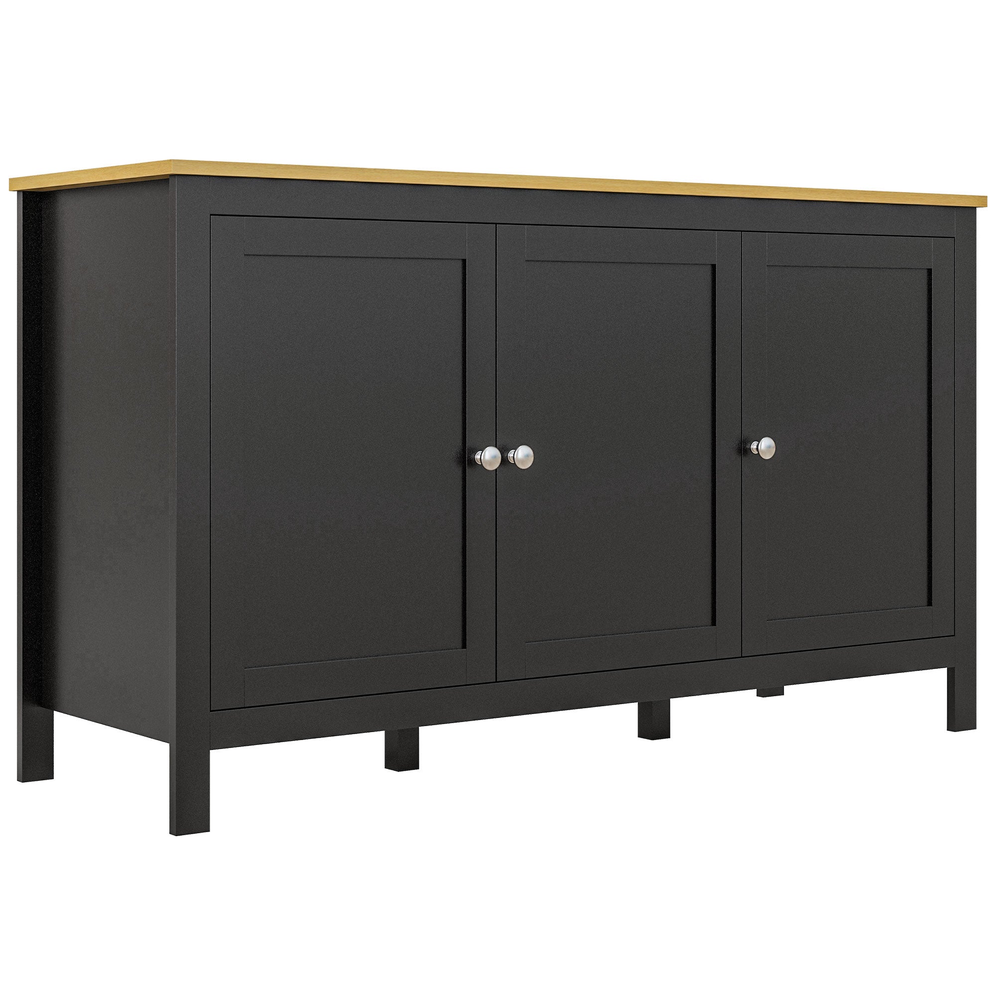 Sideboard Buffet Cabinet - Black and Natural, Adjustable Shelves, Living Room-DECOROLALA