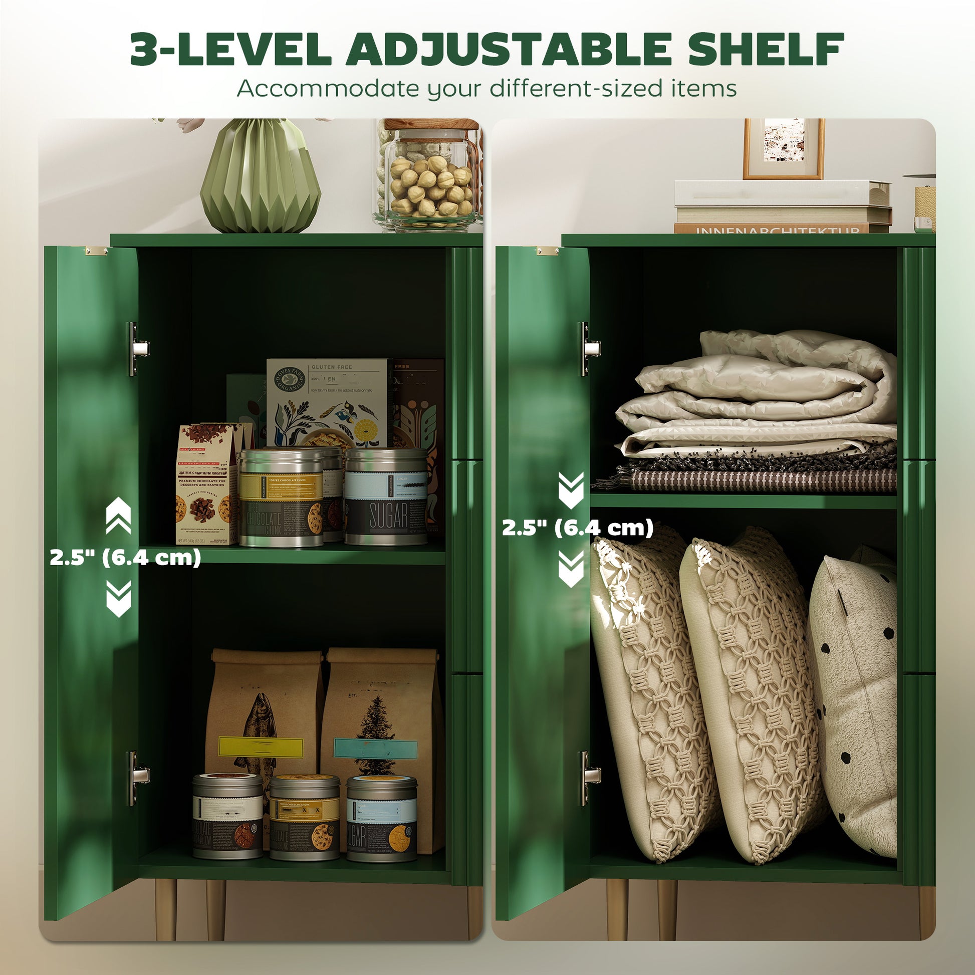 Sideboard Buffet Cabinet - Dark Green 47" Modern MDF-DECOROLALA