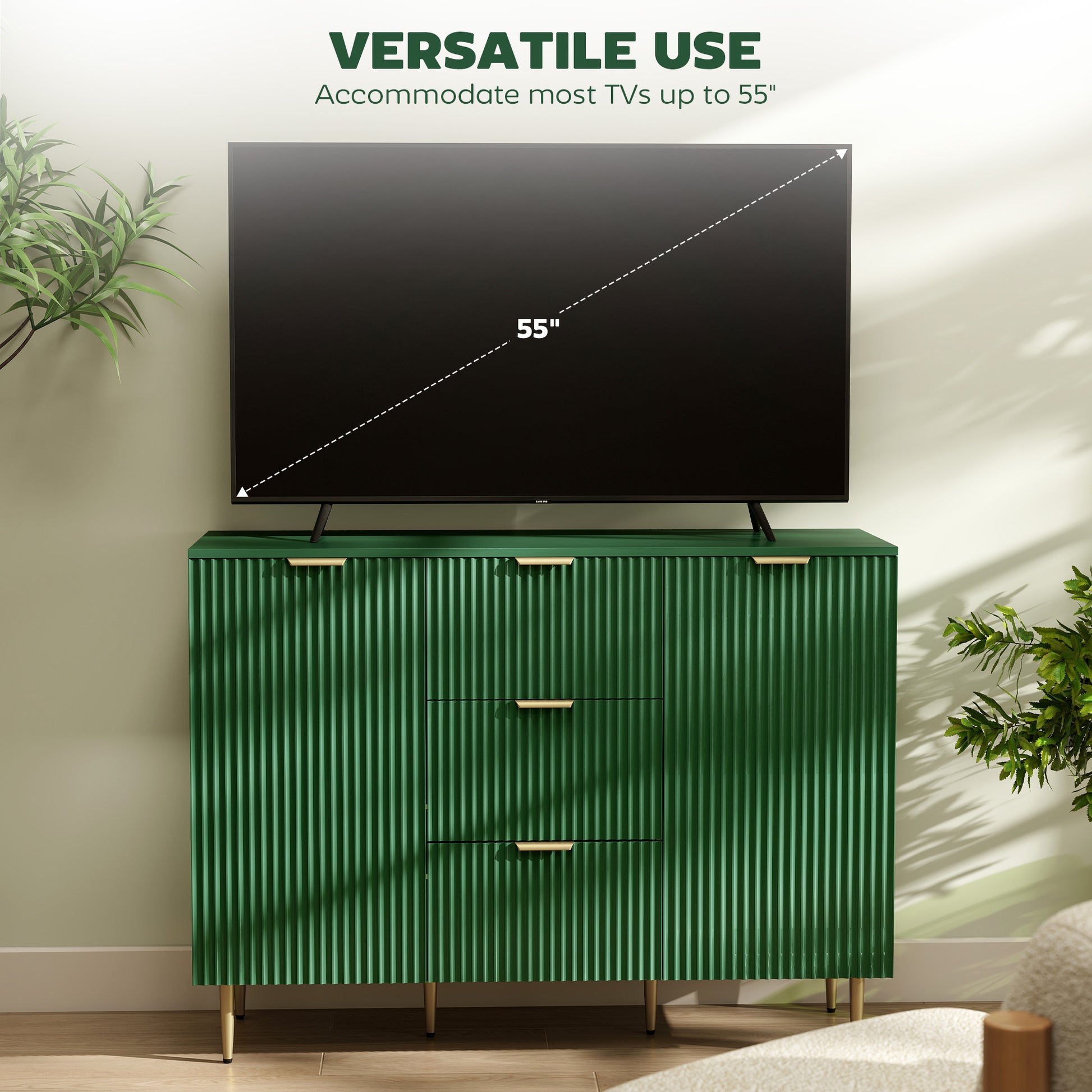 Sideboard Buffet Cabinet - Dark Green 47" Modern MDF-DECOROLALA
