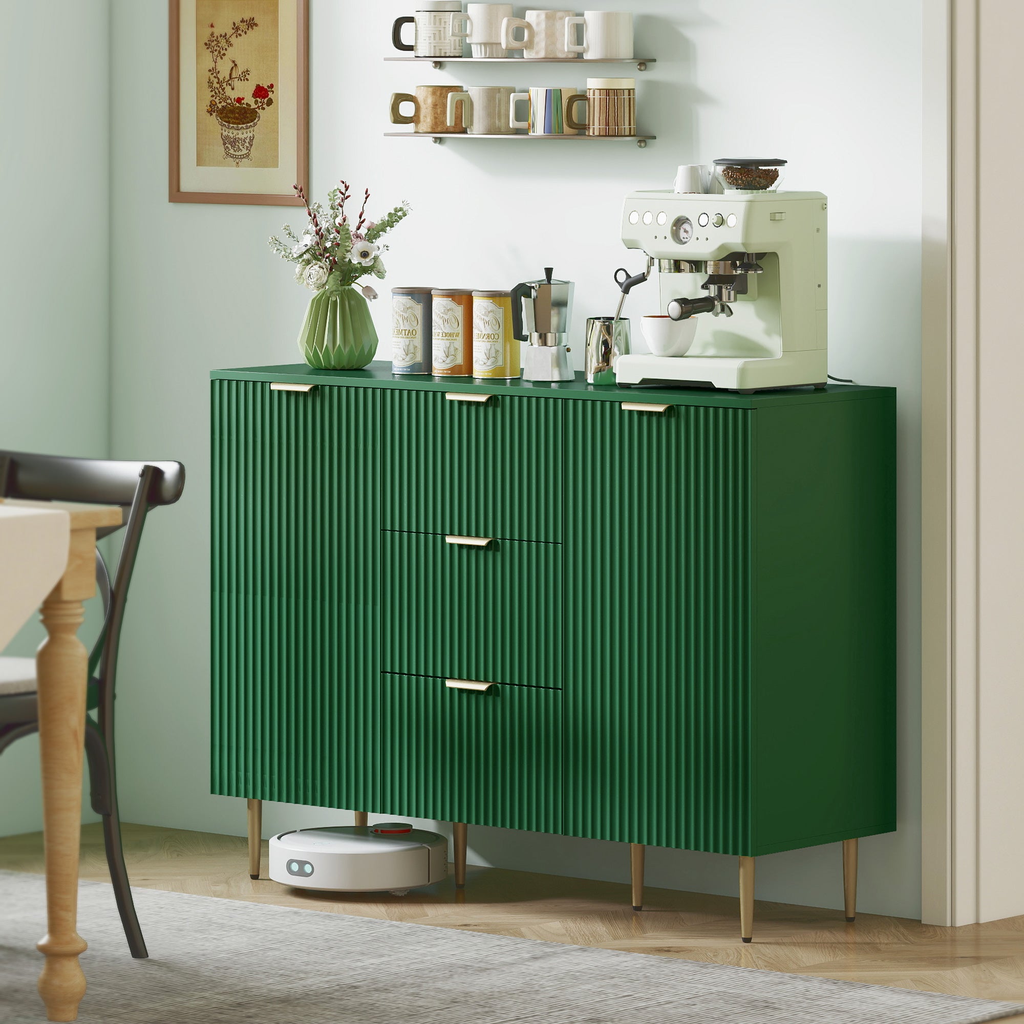 Sideboard Buffet Cabinet - Dark Green 47" Modern MDF-DECOROLALA