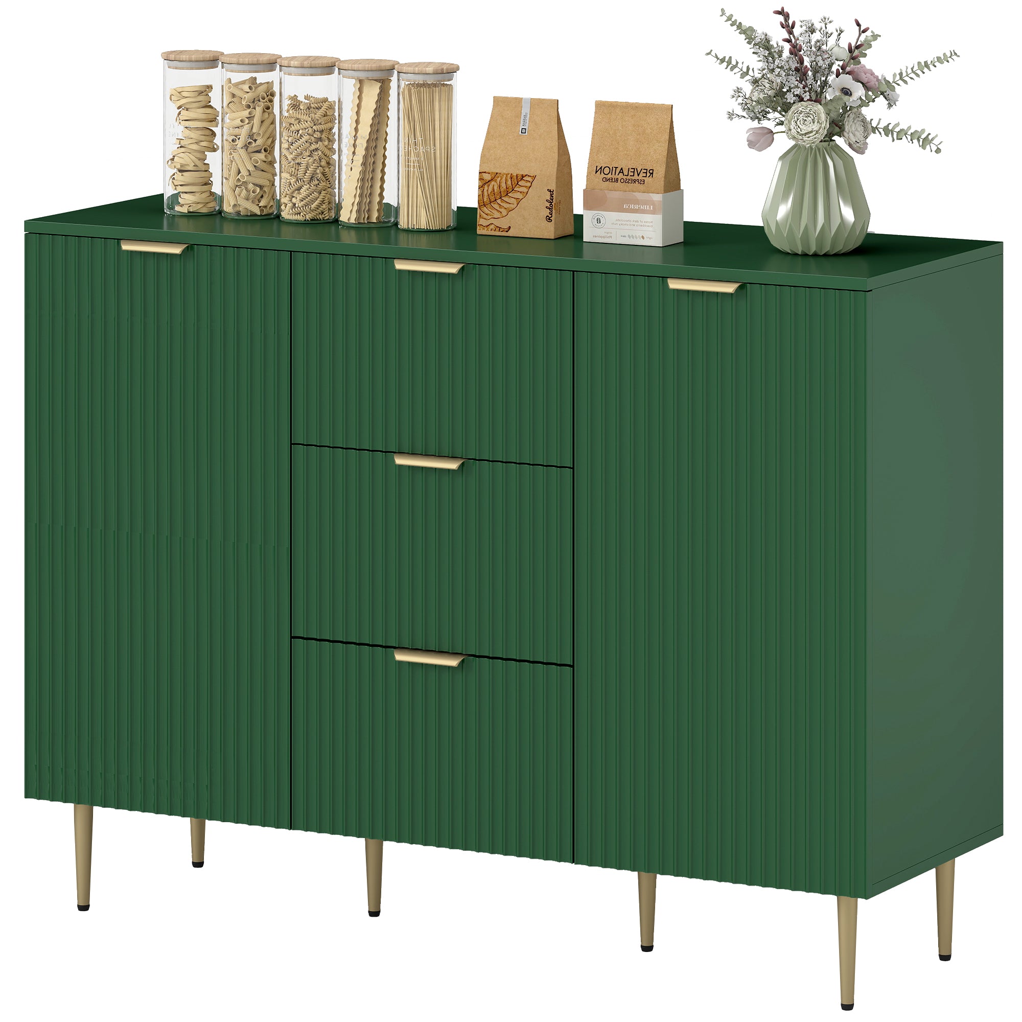 Sideboard Buffet Cabinet - Dark Green 47" Modern MDF-DECOROLALA