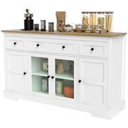 Sideboard Buffet Cabinet, Distressed White, 55"W-DECOROLALA