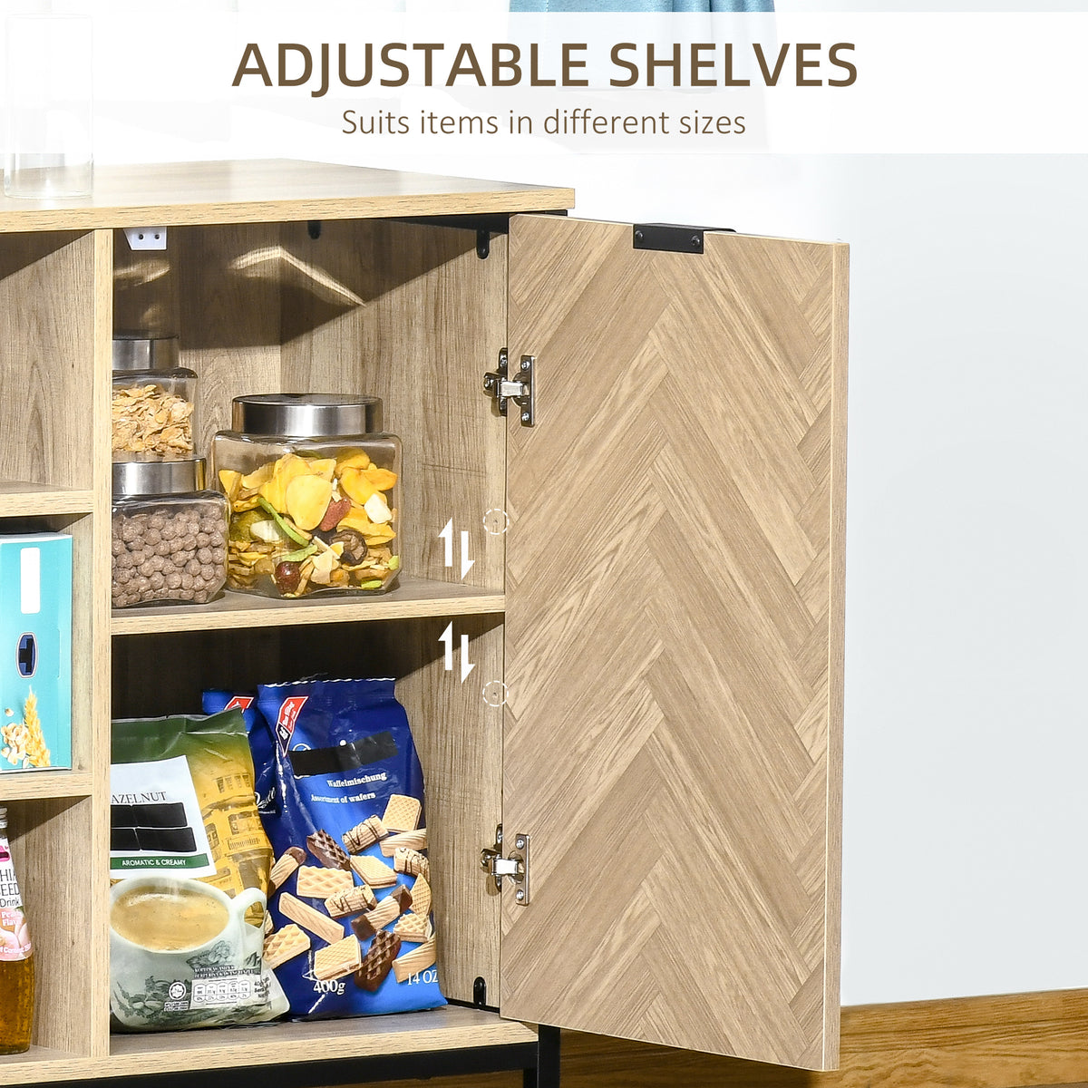 Sideboard Buffet Cabinet - Oak Tone 47.25"W-Sideboards & Buffets-DECOROLALA