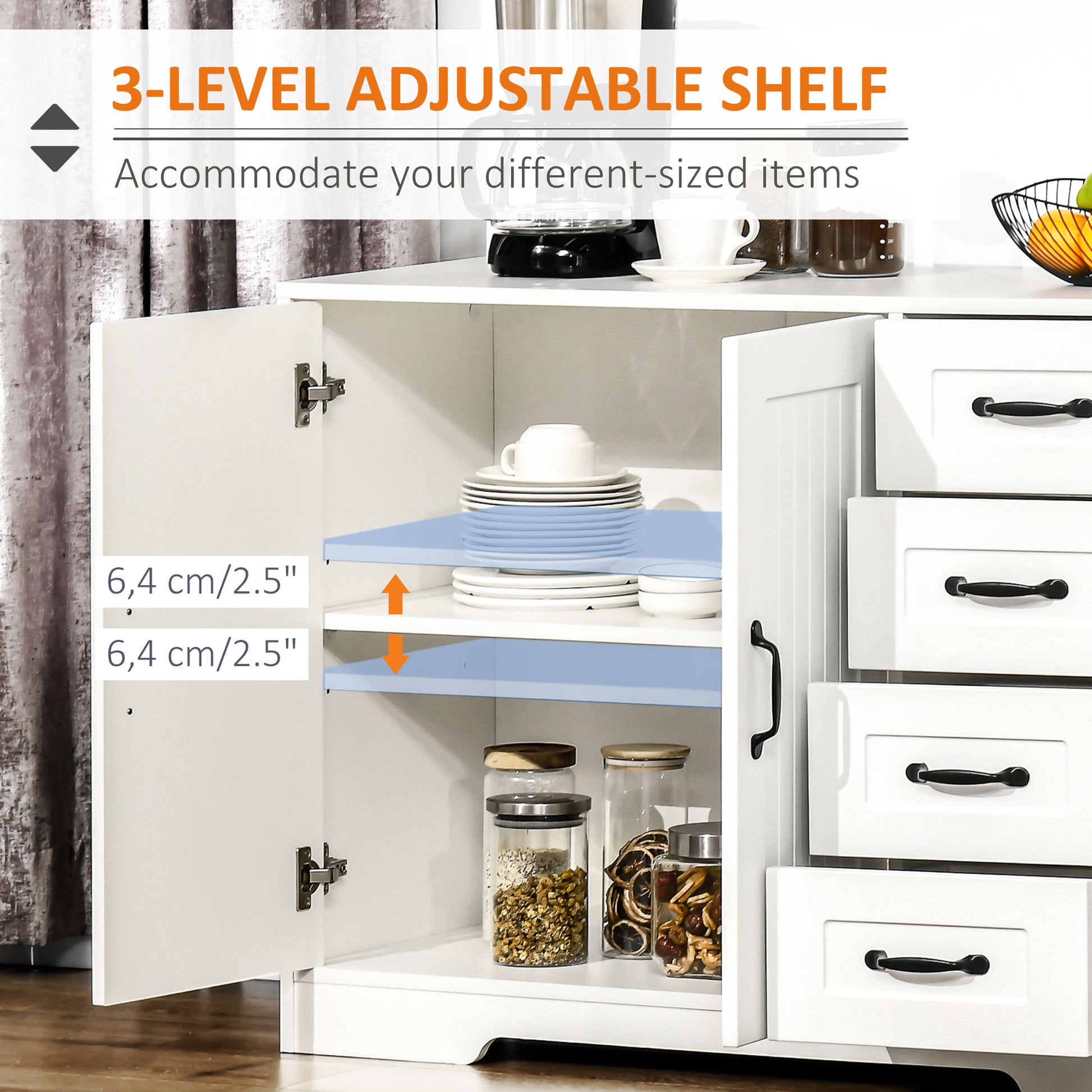 Sideboard Buffet Cabinet - White 41.3"-DECOROLALA