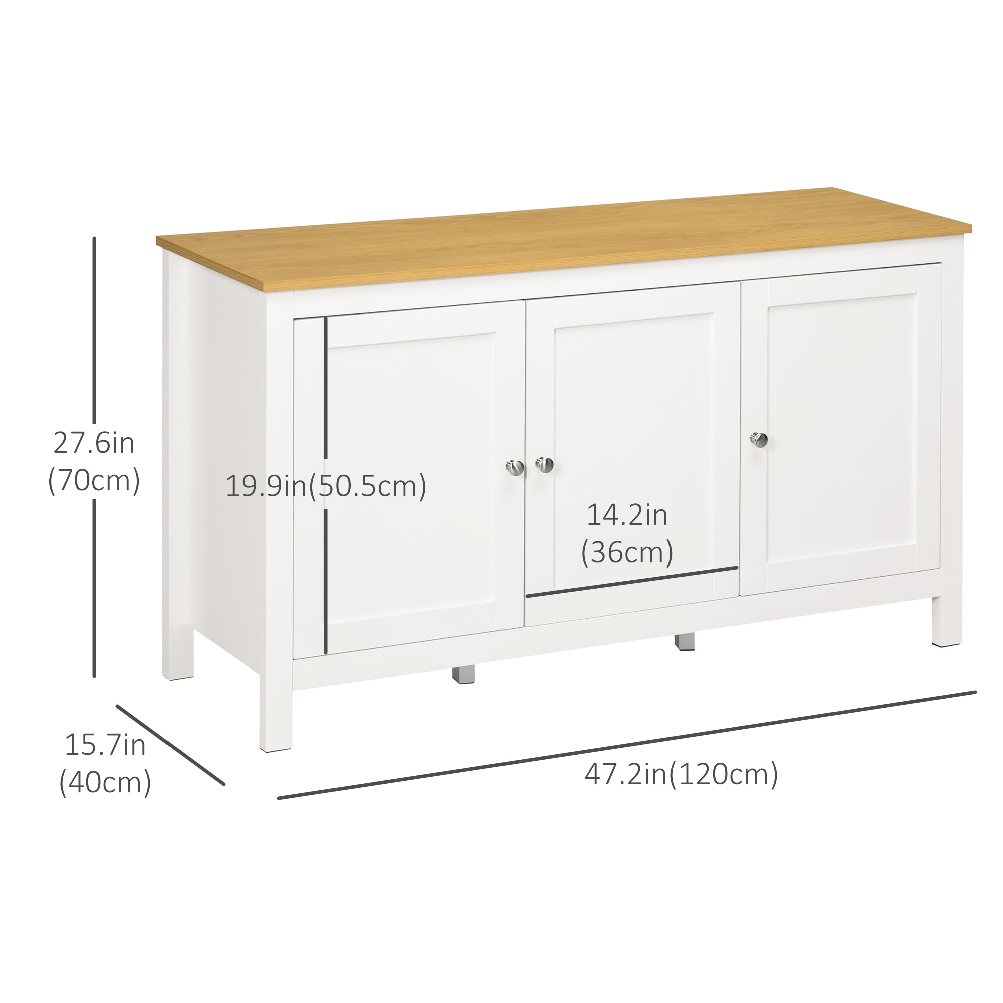 Sideboard Buffet Cabinet White Natural 47.2"W-DECOROLALA