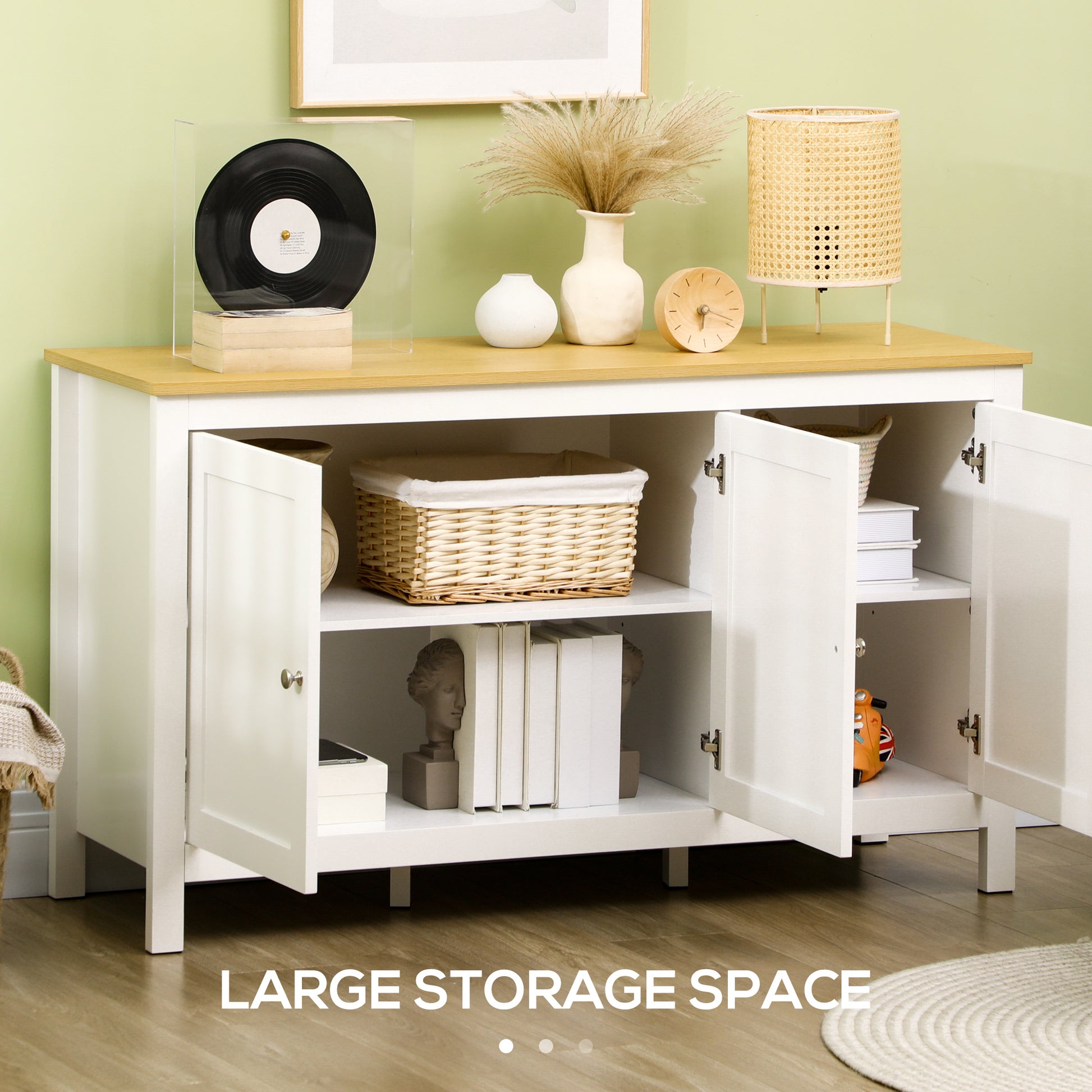 Sideboard Buffet Cabinet White Natural 47.2"W-DECOROLALA