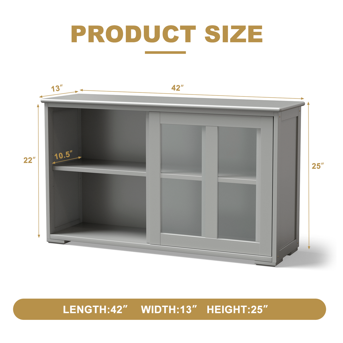 Sideboard Buffet Cupboard Storage Cabinet with Sliding Door-Gray-Sideboards & Buffets-DECOROLALA