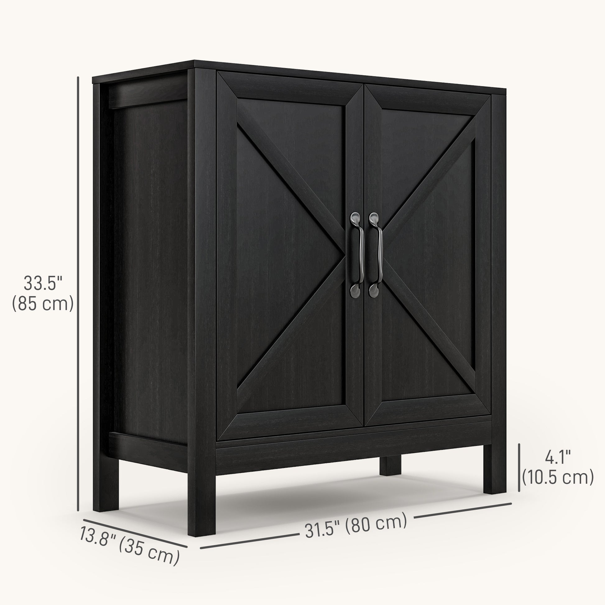 Sideboard Buffet, Kitchen Storage Cabinet with Barn Door and Adjustable Shelves, Storage Pantry, Black Oak-Home Furnishings > Kitchen & Dining Furniture > Bar Cabinets-DECOROLALA