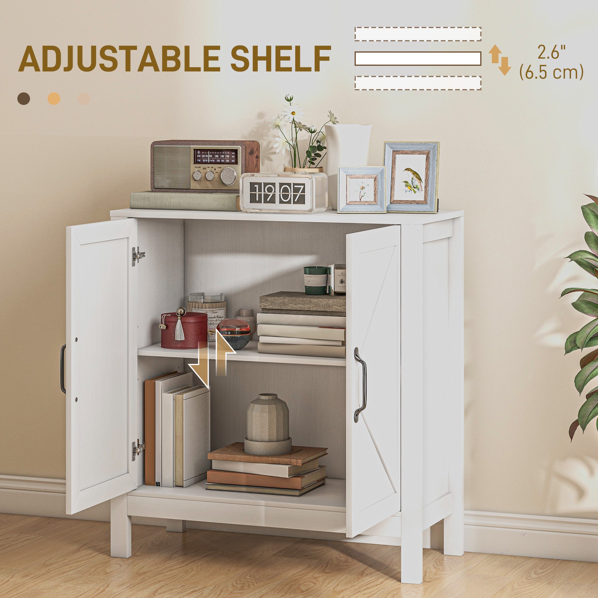 Sideboard Buffet, Kitchen Storage Cabinet with Barn Door and Adjustable Shelves, Storage Pantry, White Wood Grain-Home Furnishings > Kitchen & Dining Furniture > Bar Cabinets-DECOROLALA