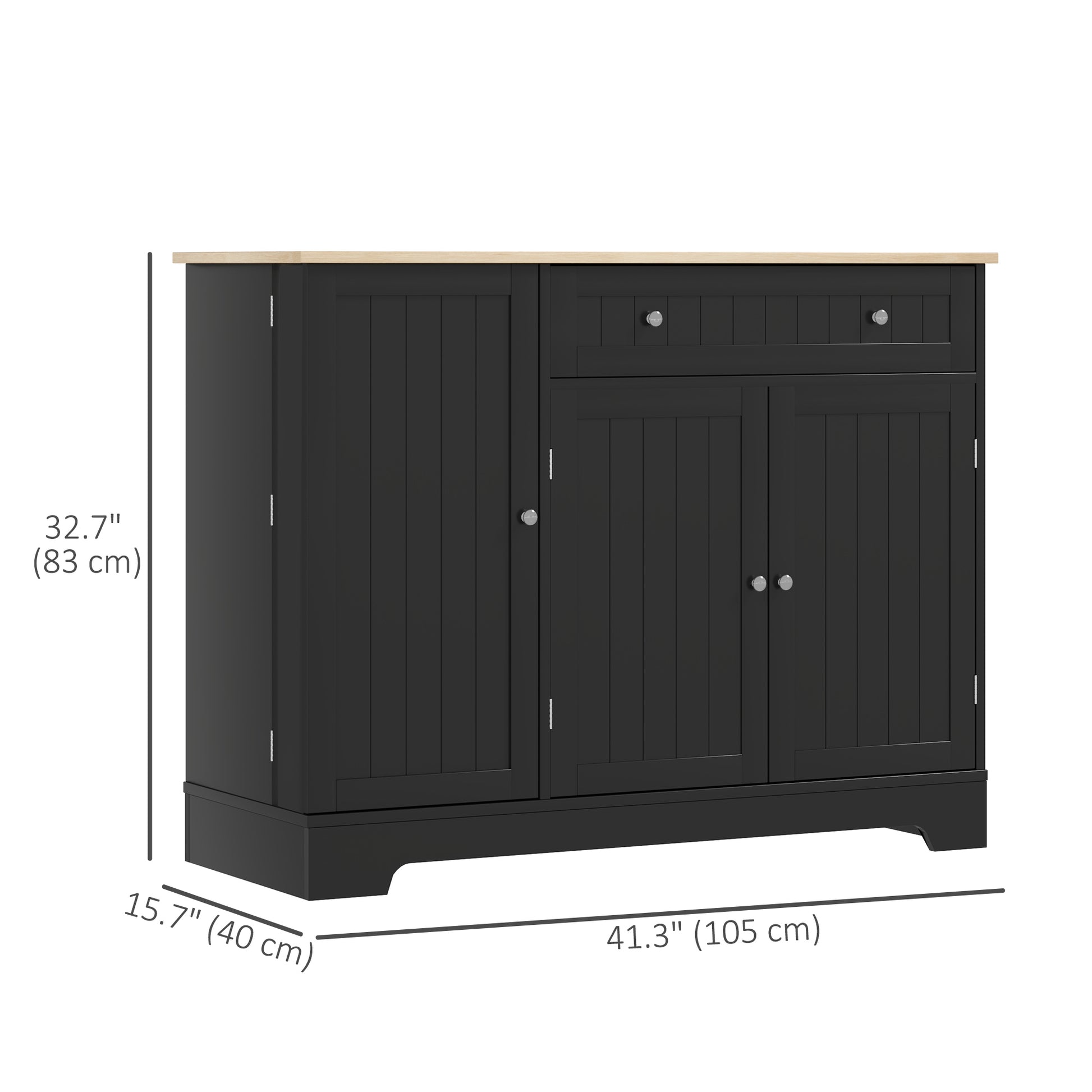 Sideboard Cabinet 41" Black - 3 Door Buffet-DECOROLALA