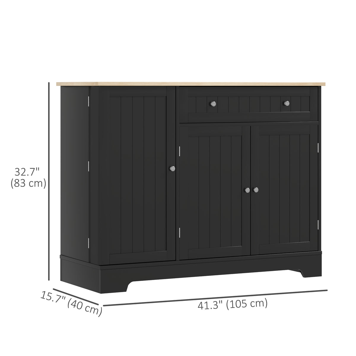 Sideboard Cabinet 41" Black - 3 Door Buffet-Sideboards & Buffets-DECOROLALA