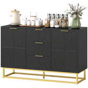 Sideboard Cabinet - Black, 3 Drawers, Adjustable Shelves, Kitchen Buffet-DECOROLALA