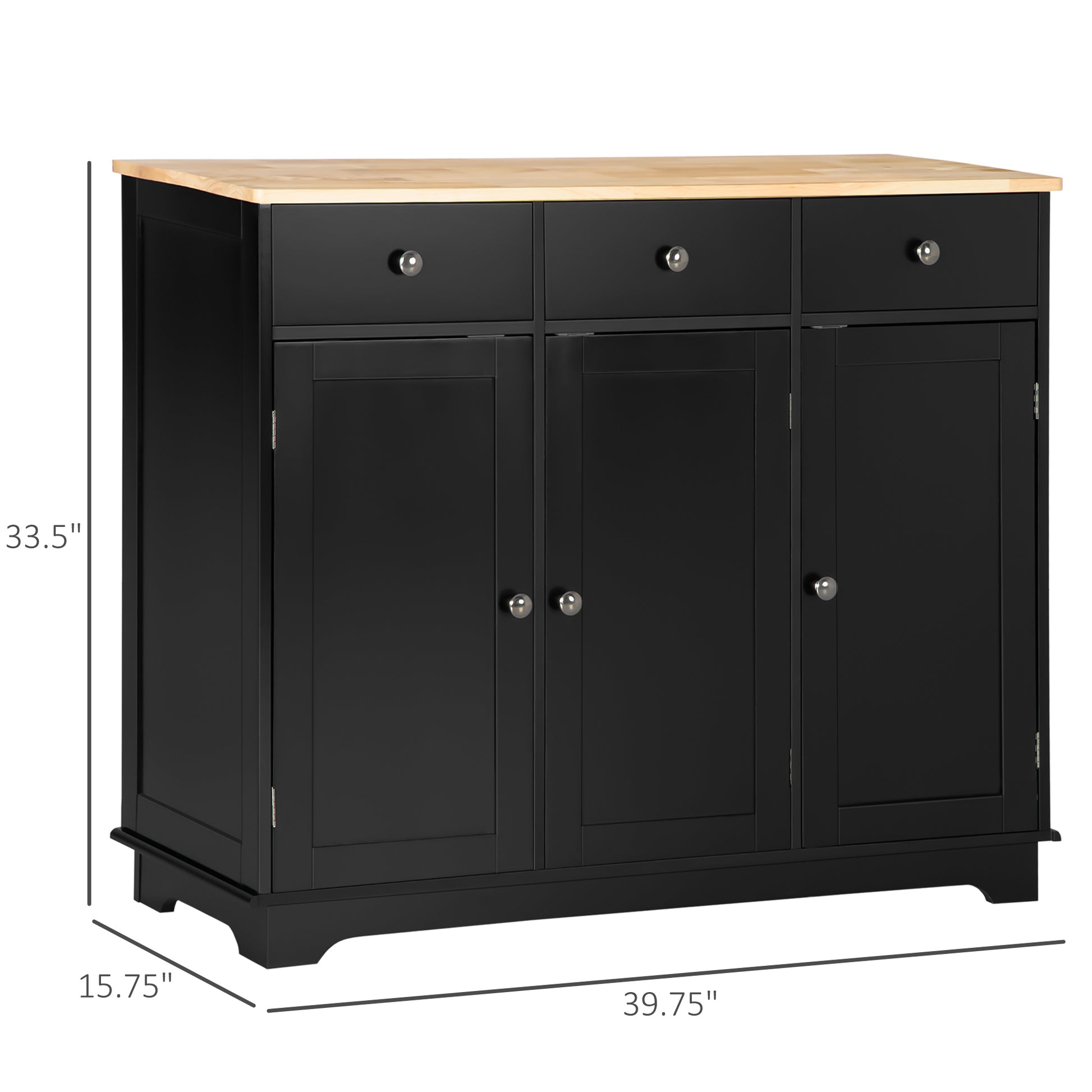 Sideboard Cabinet - Black 39.8" W Adjustable Shelves-DECOROLALA