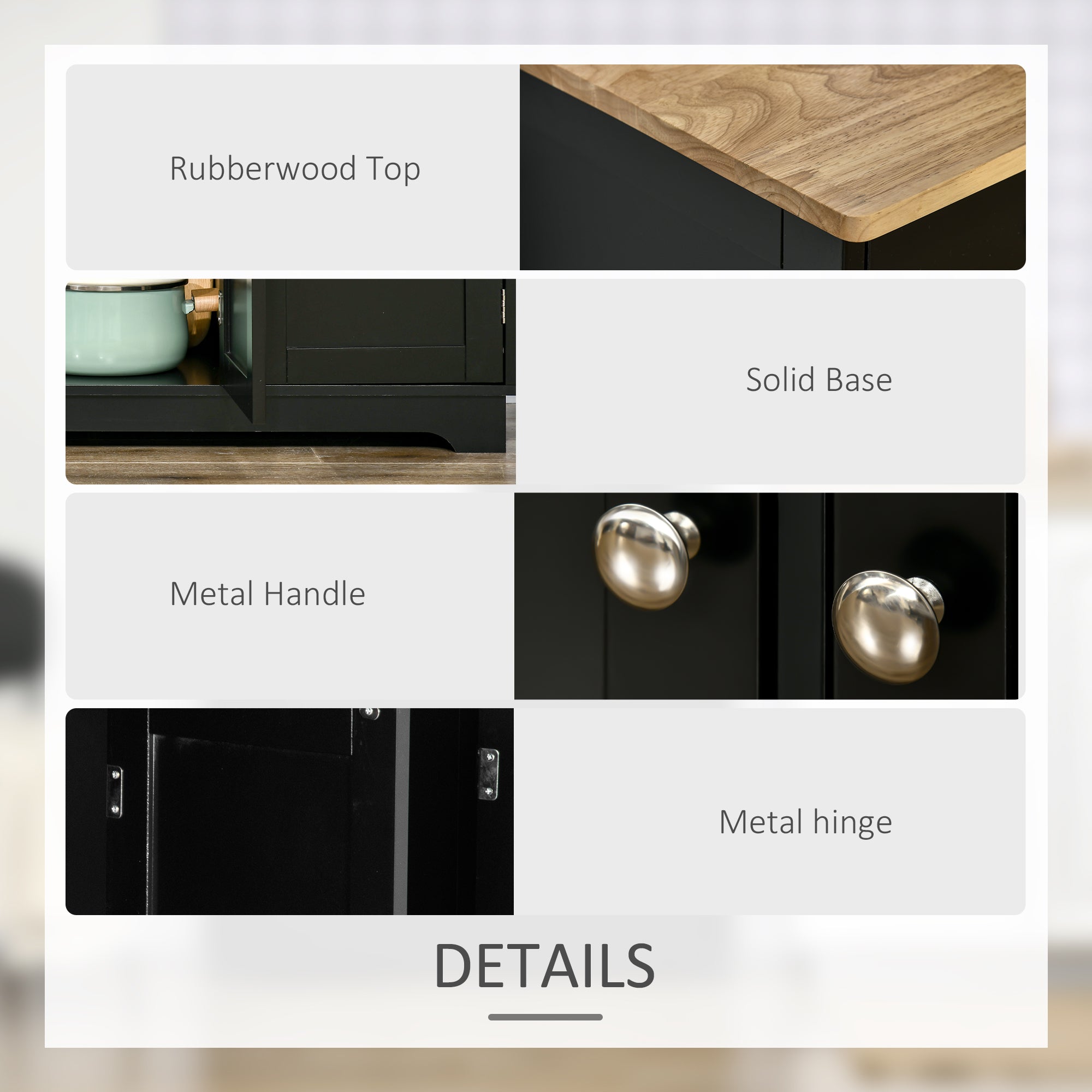 Sideboard Cabinet - Black 39.8" W Adjustable Shelves-DECOROLALA
