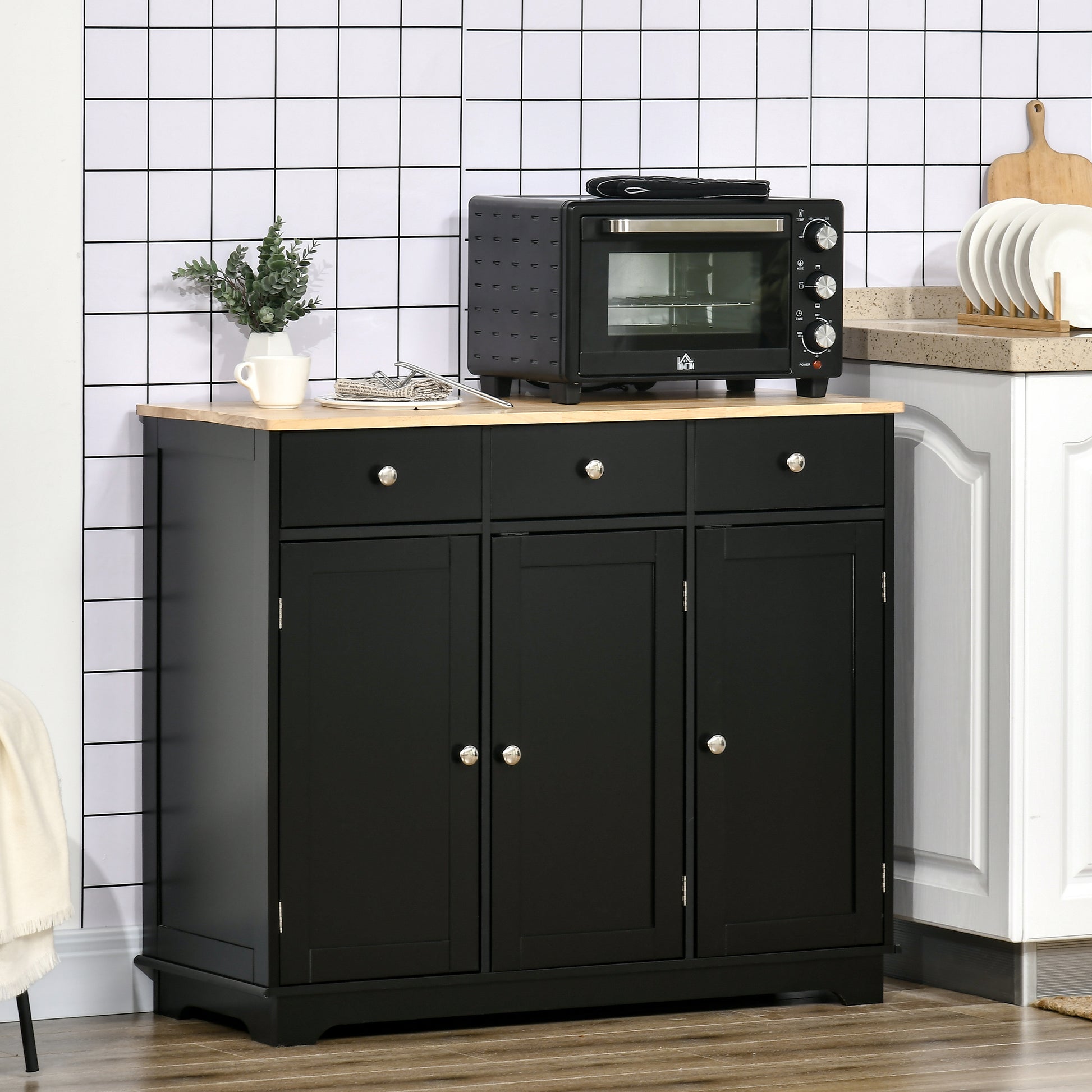 Sideboard Cabinet - Black 39.8" W Adjustable Shelves-DECOROLALA