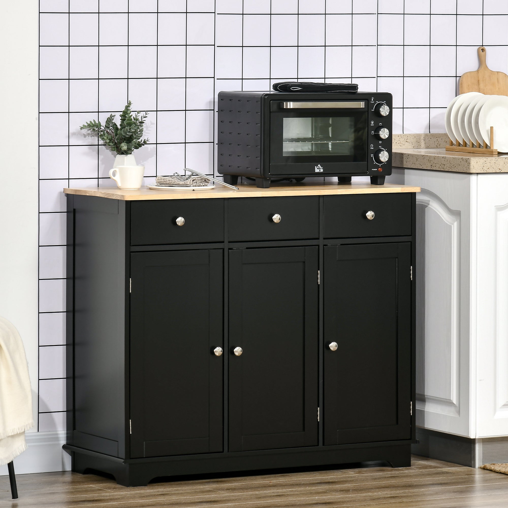 Sideboard Cabinet - Black 39.8" W Adjustable Shelves-DECOROLALA