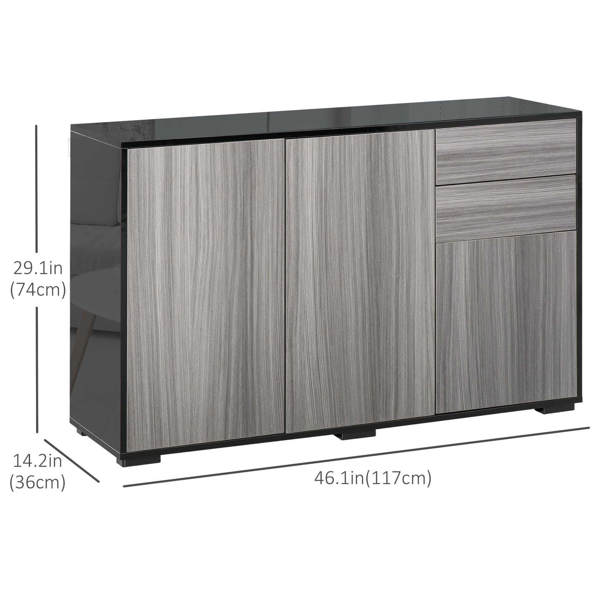 Sideboard Cabinet - Black 46.1" Modern Storage-DECOROLALA