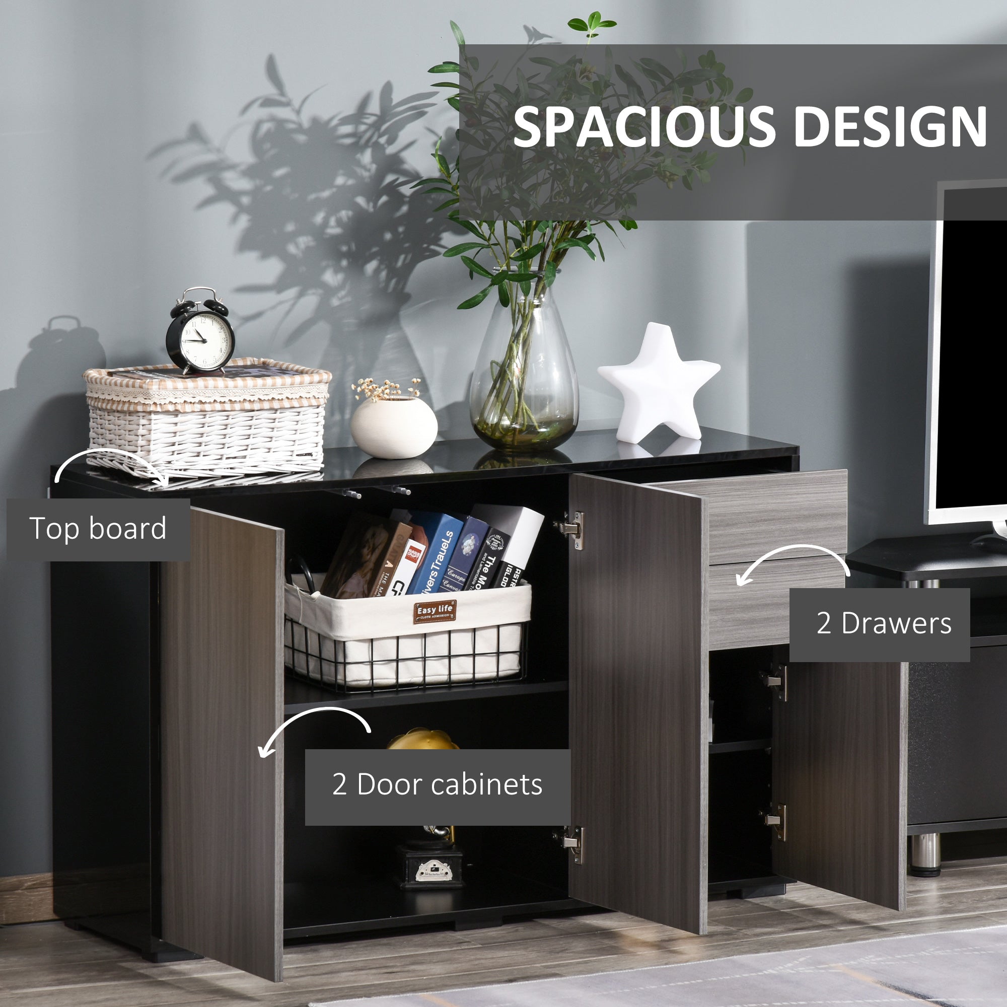 Sideboard Cabinet - Black 46.1" Modern Storage-DECOROLALA