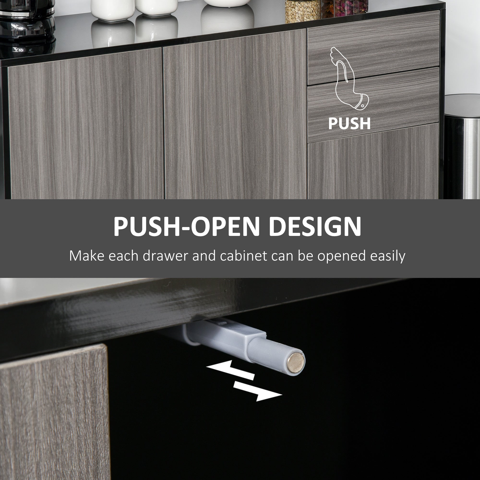 Sideboard Cabinet - Black 46.1" Modern Storage-DECOROLALA
