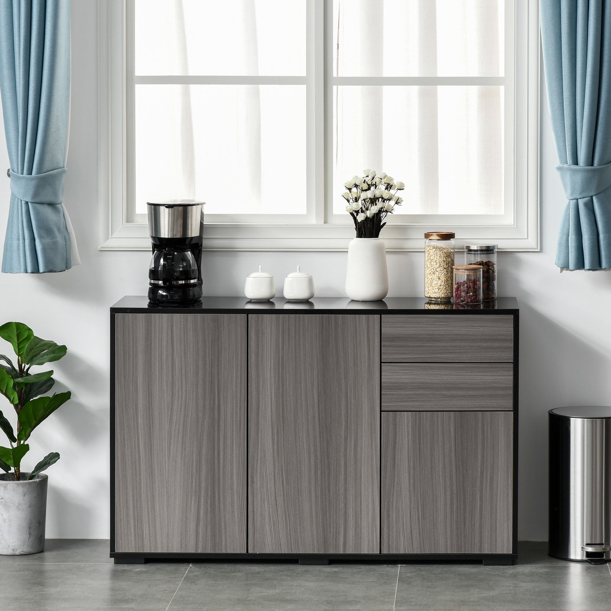 Sideboard Cabinet - Black 46.1" Modern Storage-DECOROLALA