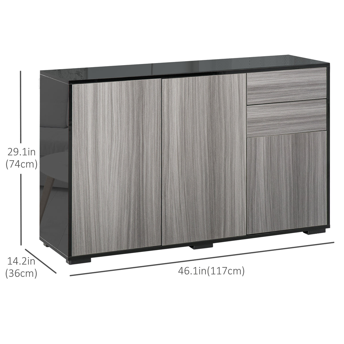 Sideboard Cabinet - Black 46.1" Modern Storage-Sideboards & Buffets-DECOROLALA
