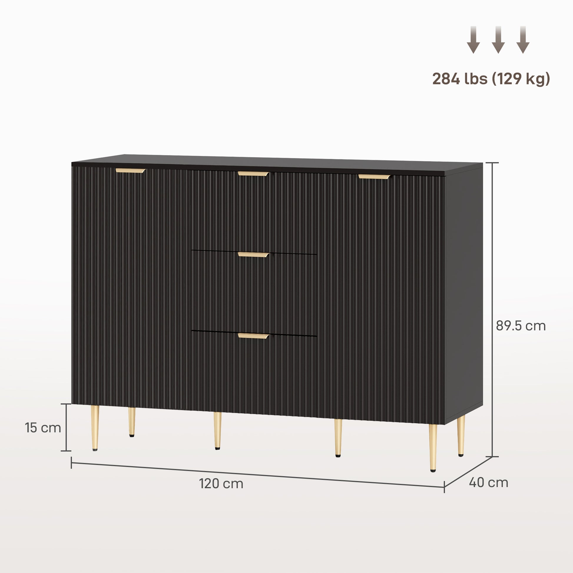 Sideboard Cabinet - Black 47.2" W Storage-DECOROLALA