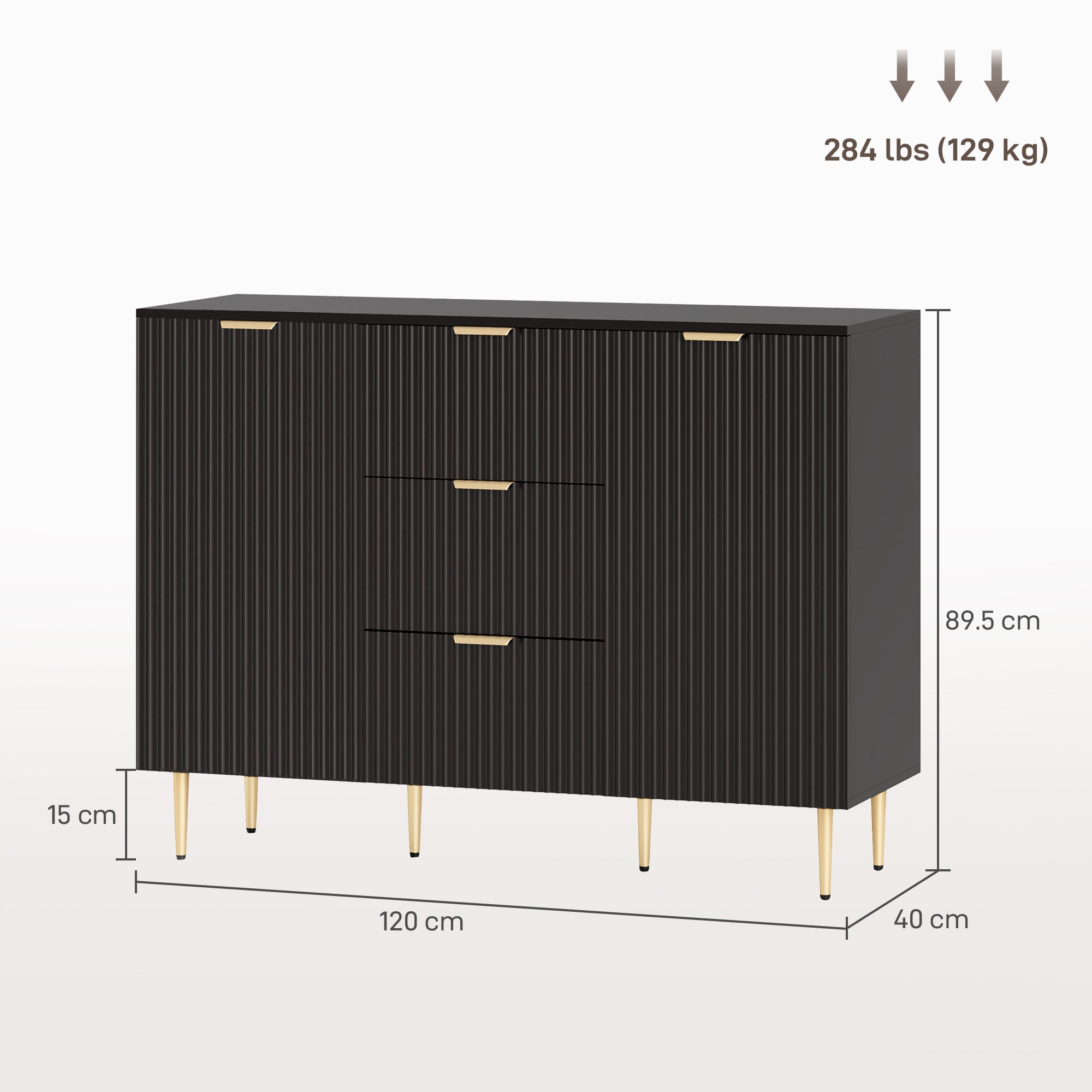 Sideboard Cabinet - Black 47.2" W Storage-DECOROLALA