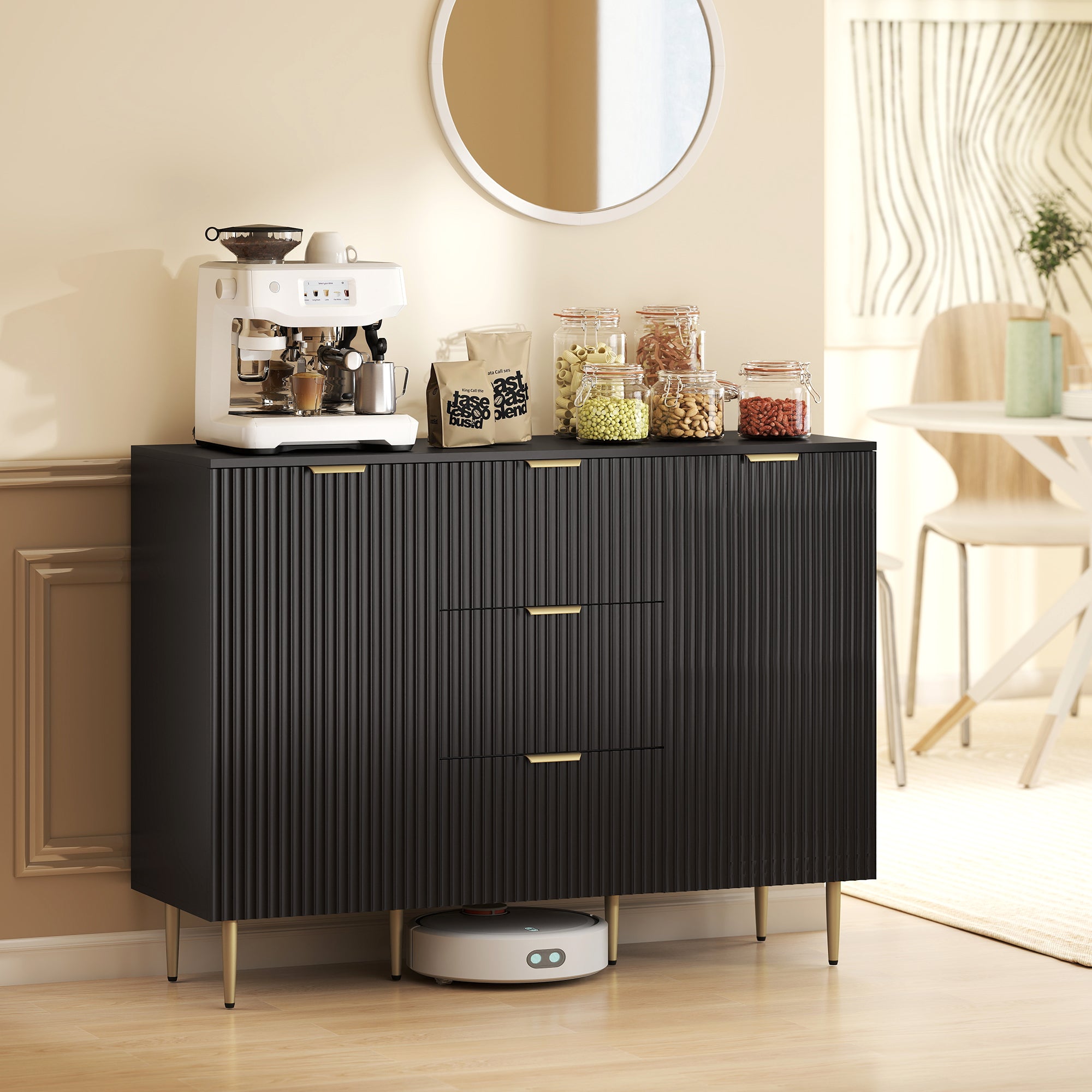 Sideboard Cabinet - Black 47.2" W Storage-DECOROLALA