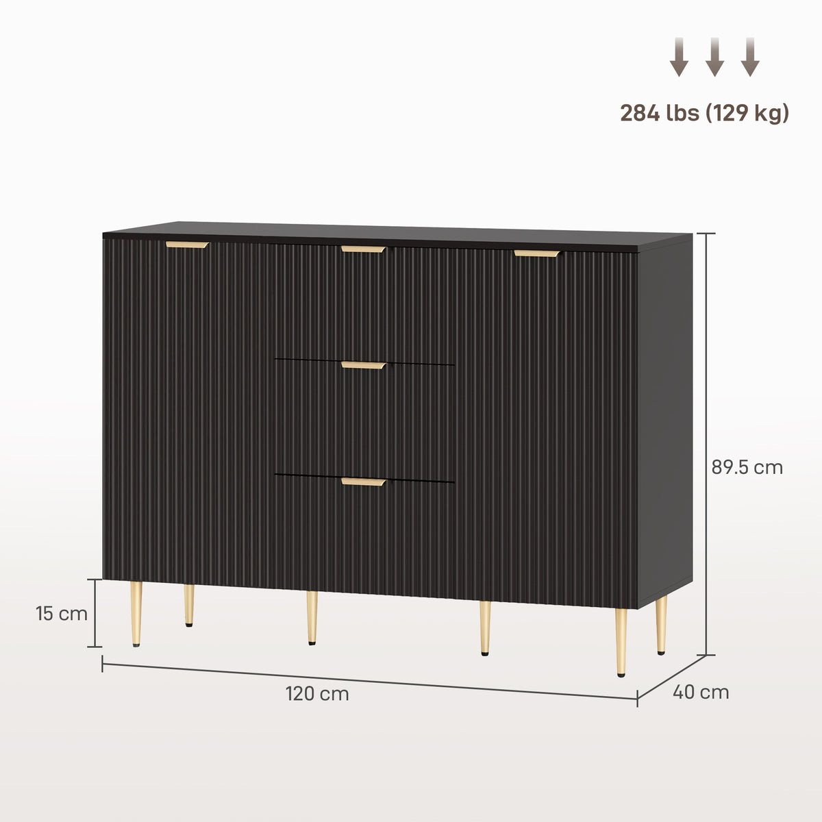 Sideboard Cabinet - Black 47.2" W Storage-Sideboards & Buffets-DECOROLALA