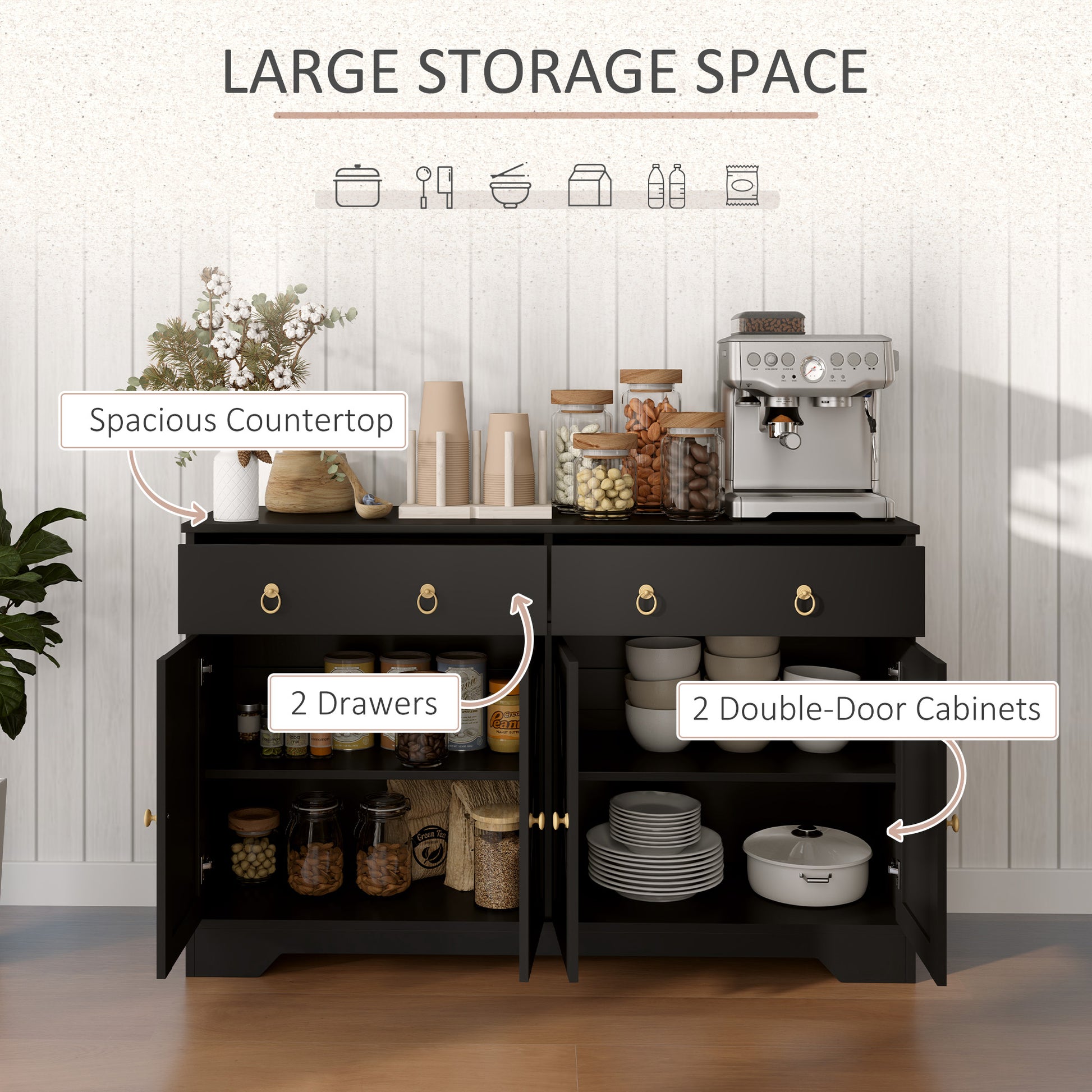 Sideboard Cabinet - Black 47.6" Barn Door-DECOROLALA