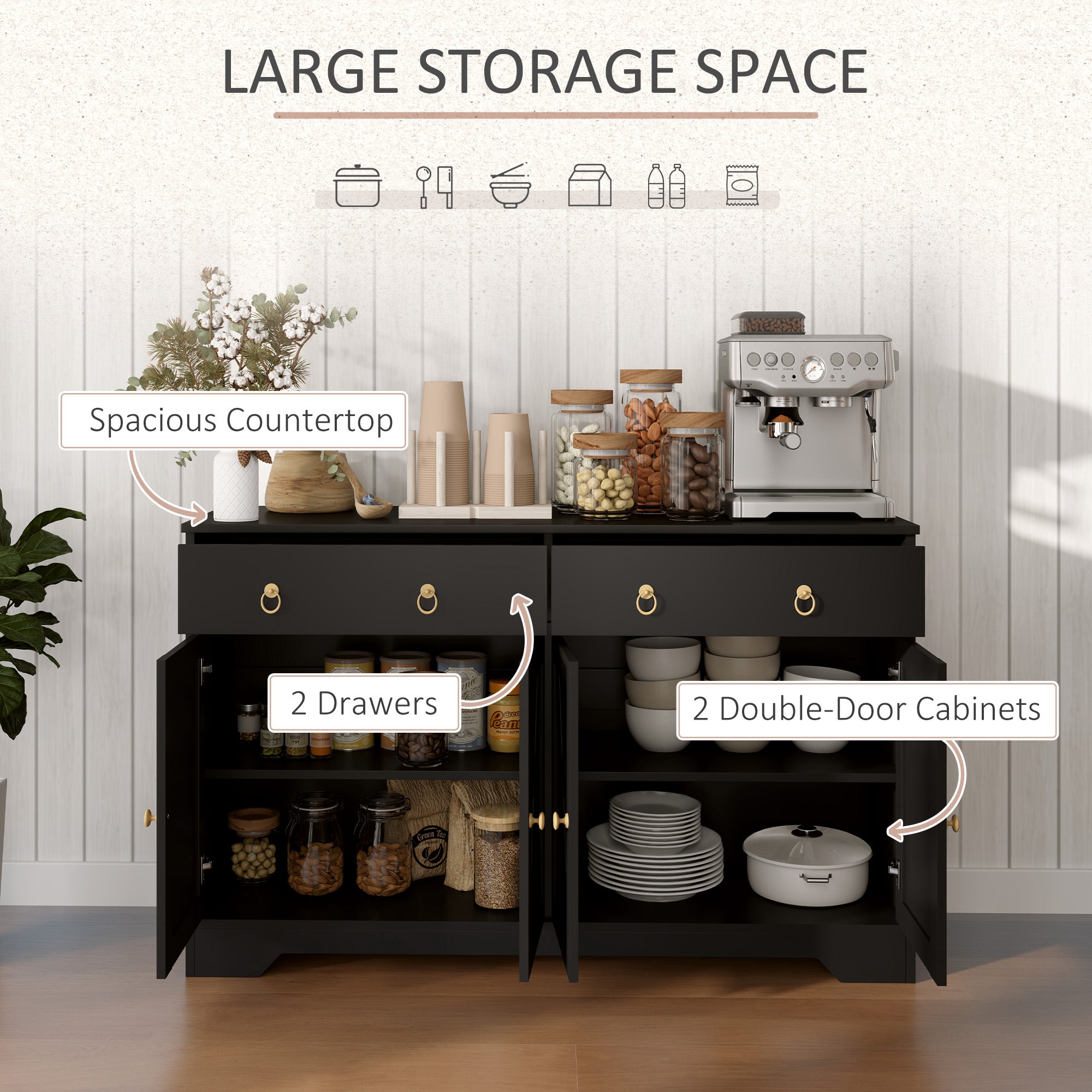 Sideboard Cabinet - Black 47.6" Barn Door-DECOROLALA