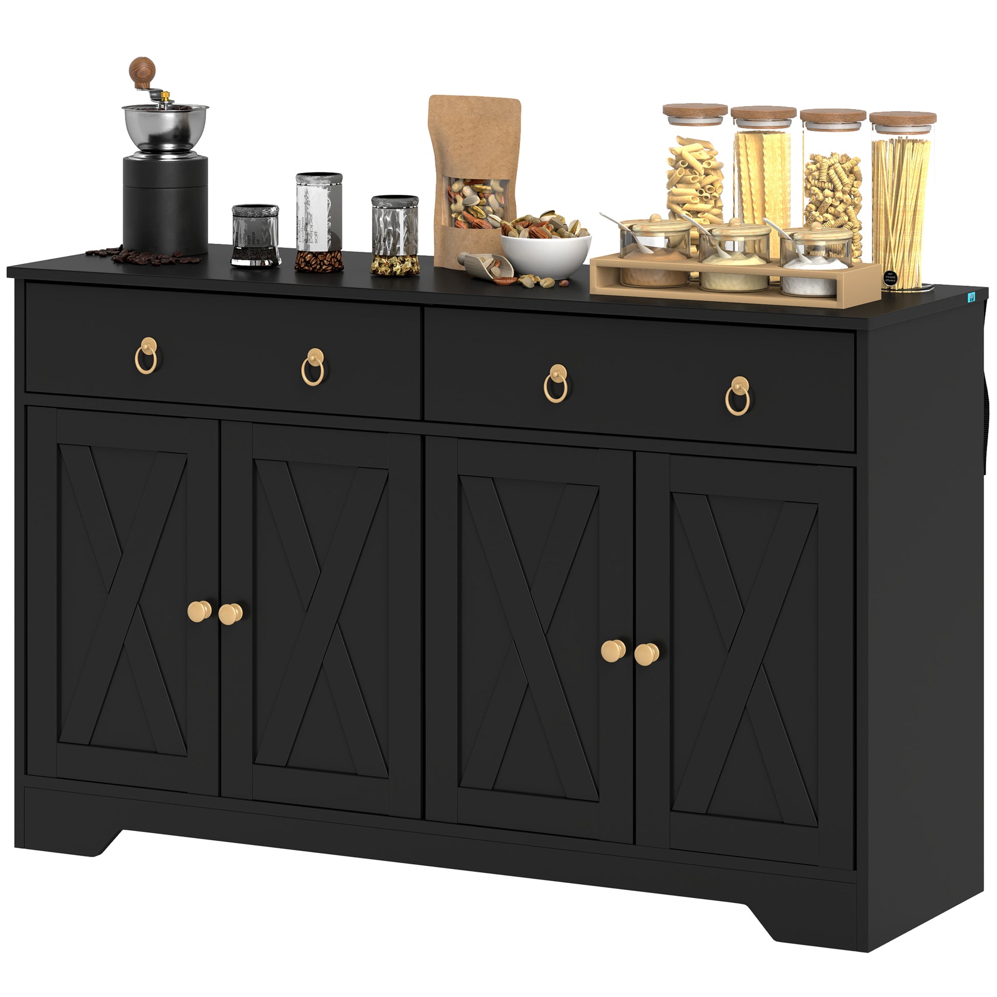 Sideboard Cabinet - Black 47.6" Barn Door-DECOROLALA
