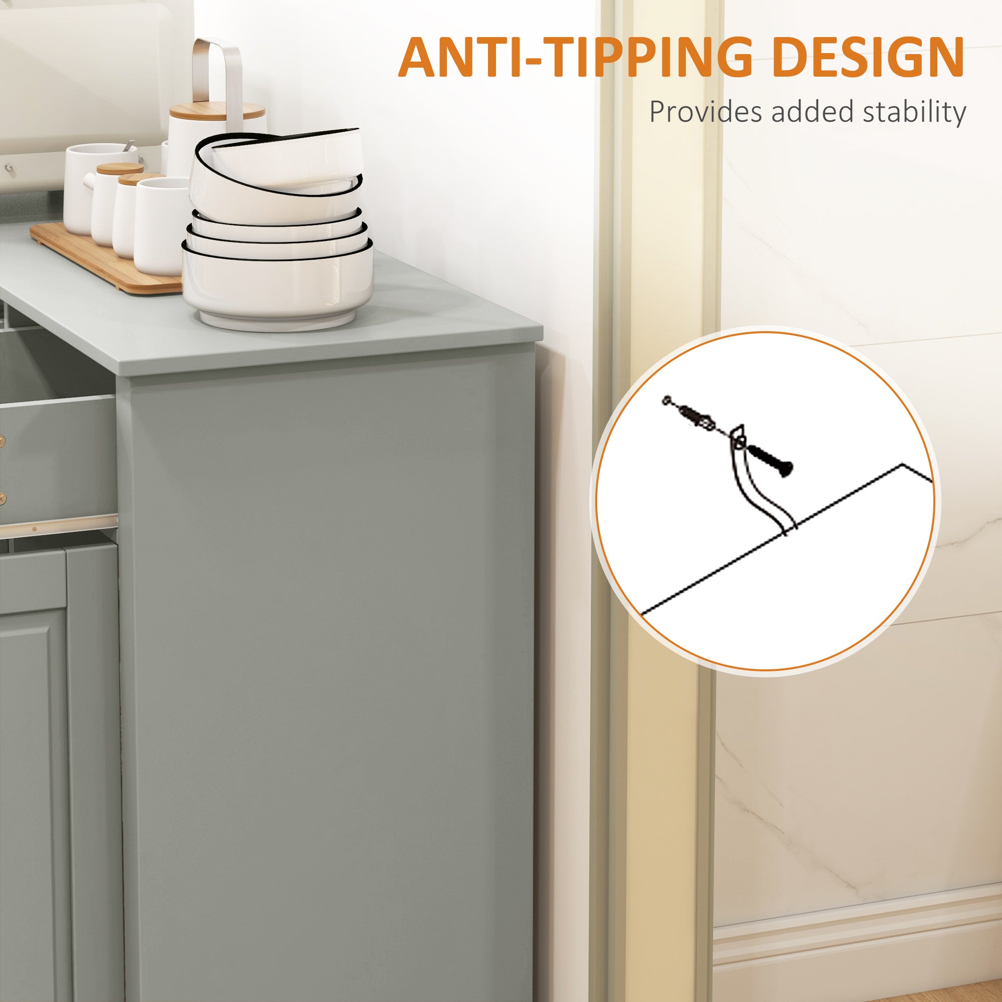 Sideboard Cabinet - Grey 45.3" W-DECOROLALA