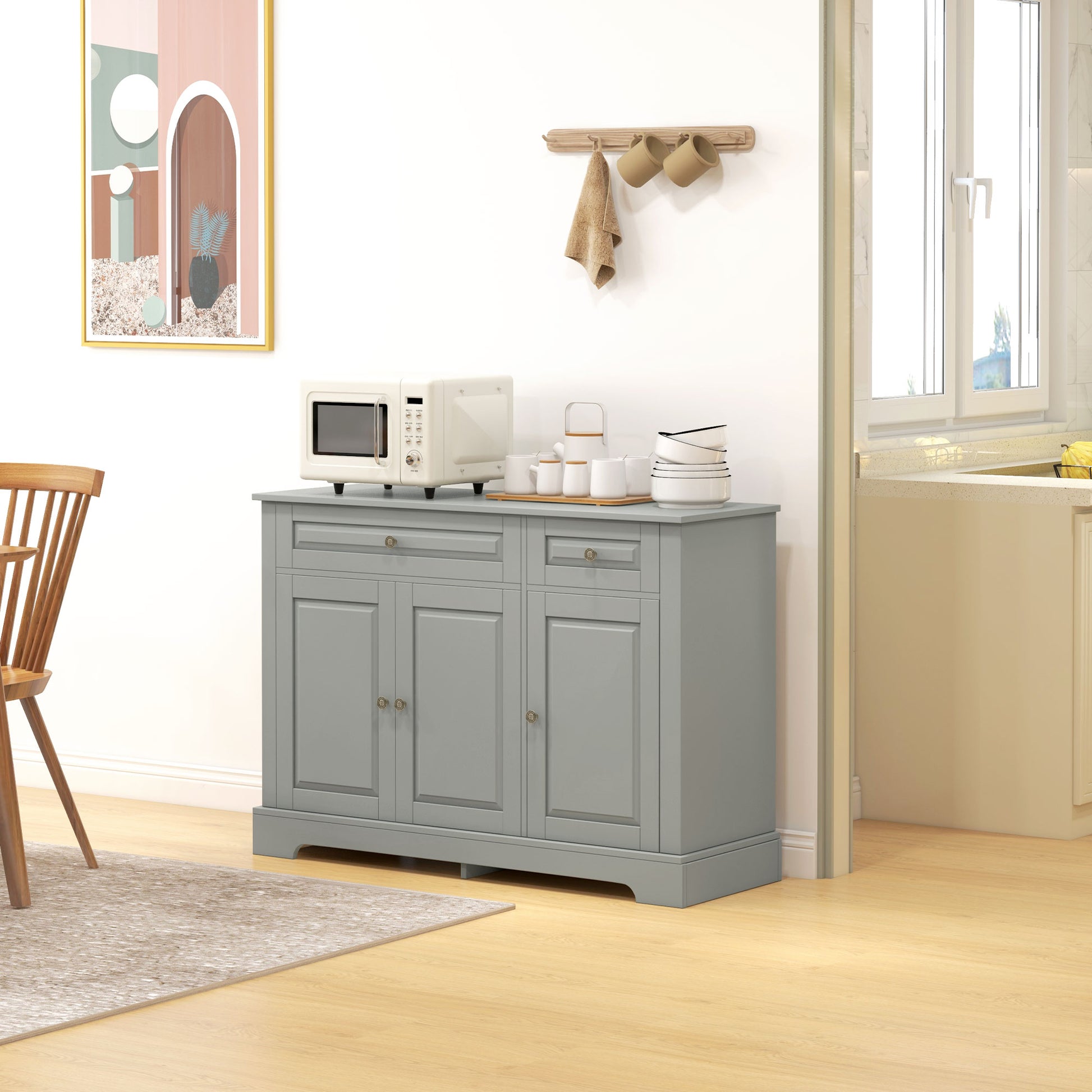 Sideboard Cabinet - Grey 45.3" W-DECOROLALA