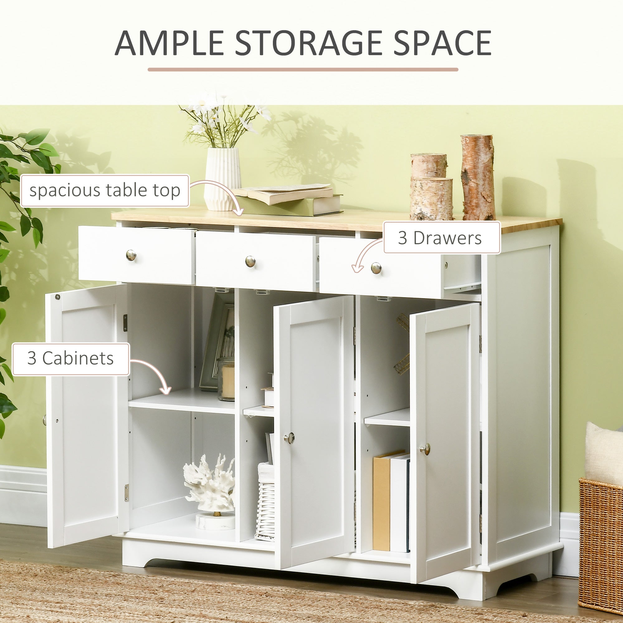 Sideboard Cabinet White 39.8" - Storage-DECOROLALA
