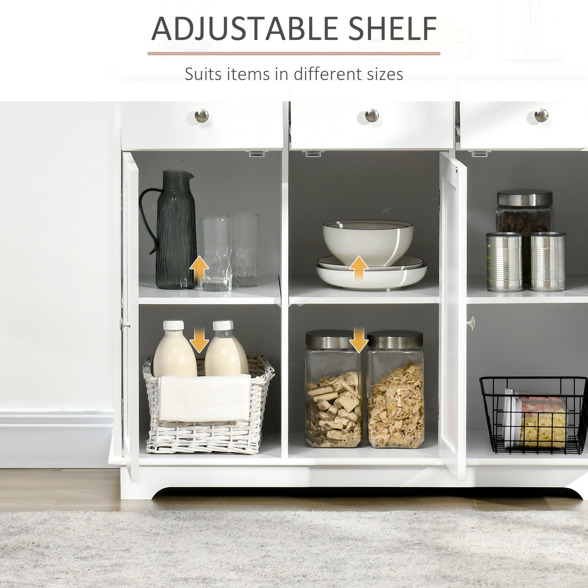 Sideboard Cabinet White 39.8" - Storage-DECOROLALA