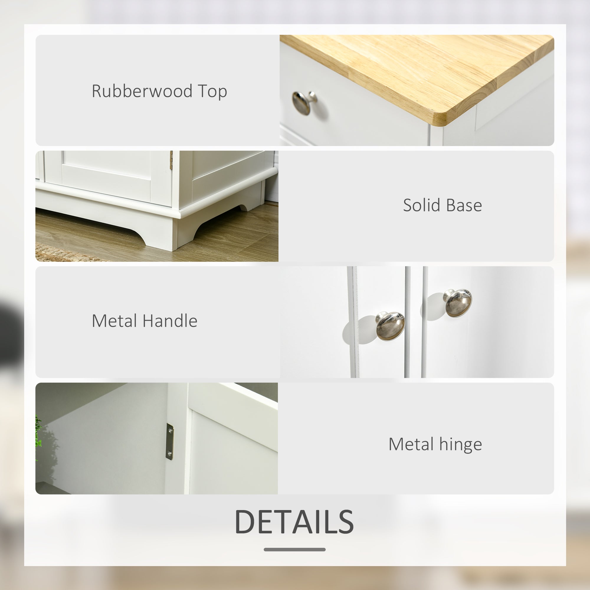 Sideboard Cabinet White 39.8" - Storage-DECOROLALA