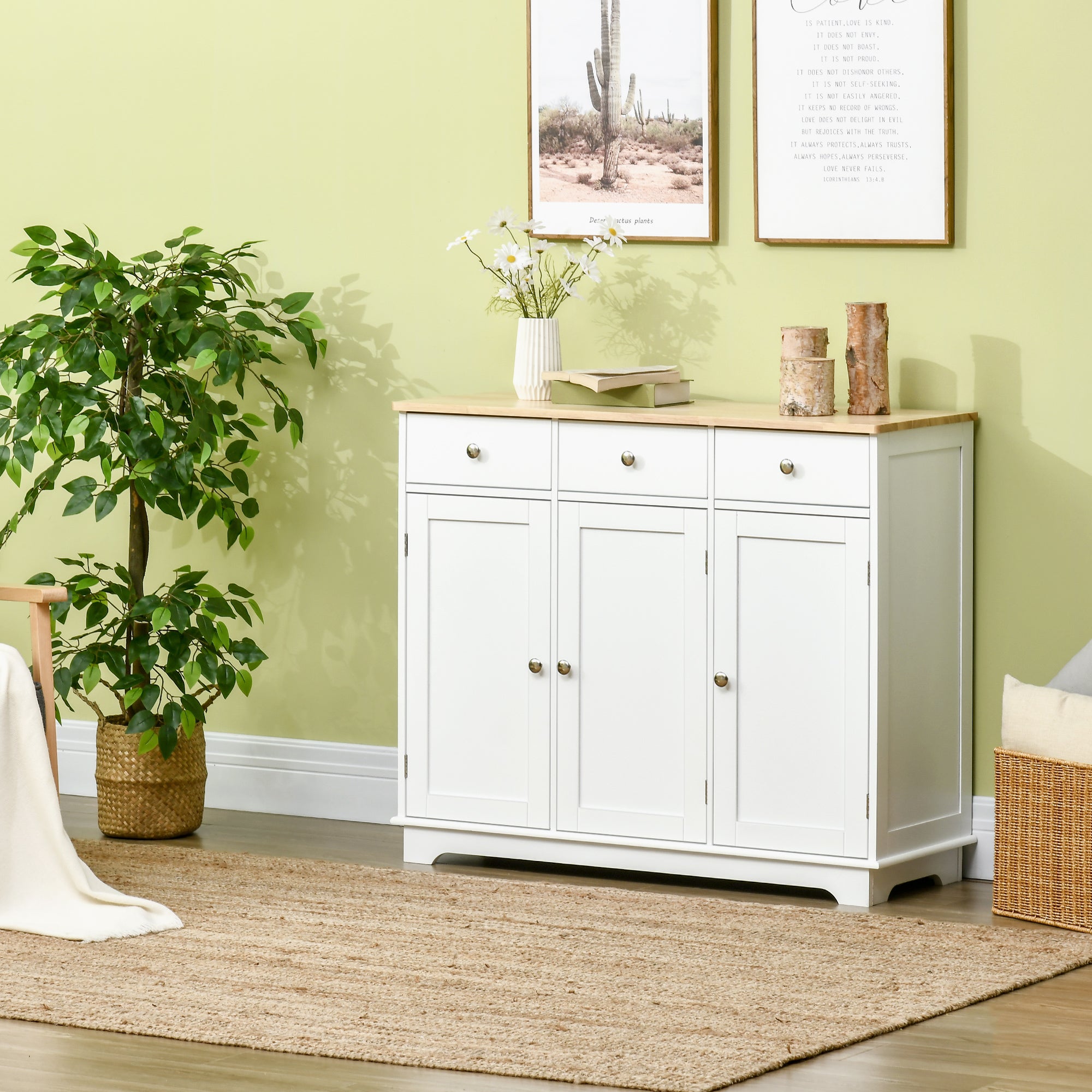 Sideboard Cabinet White 39.8" - Storage-DECOROLALA