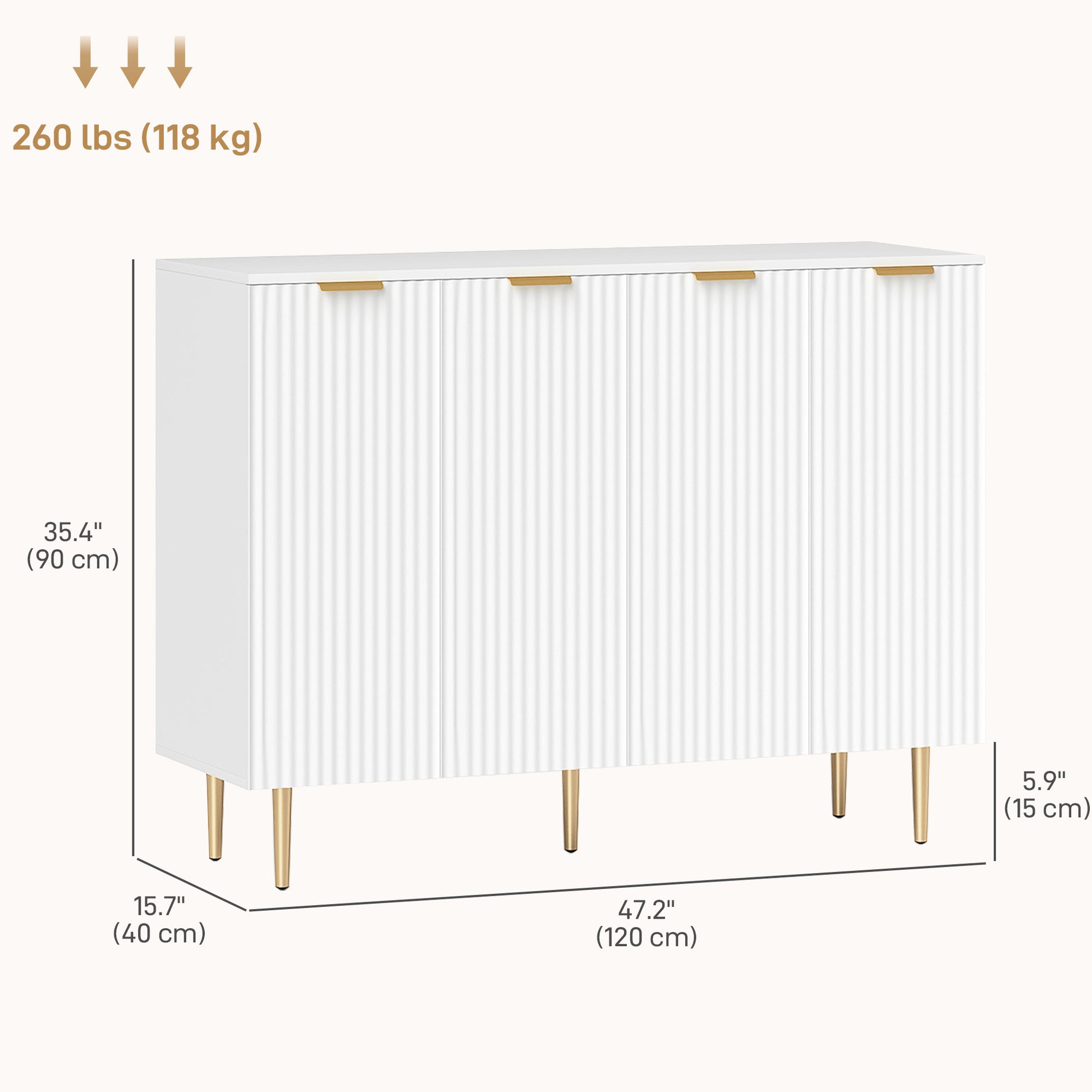 Sideboard Cabinet - White 47.2" W Adjustable Shelves-DECOROLALA