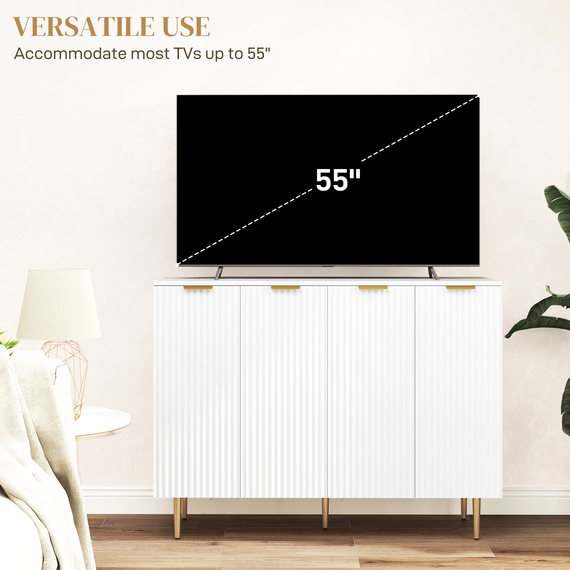 Sideboard Cabinet - White 47.2" W Adjustable Shelves-DECOROLALA