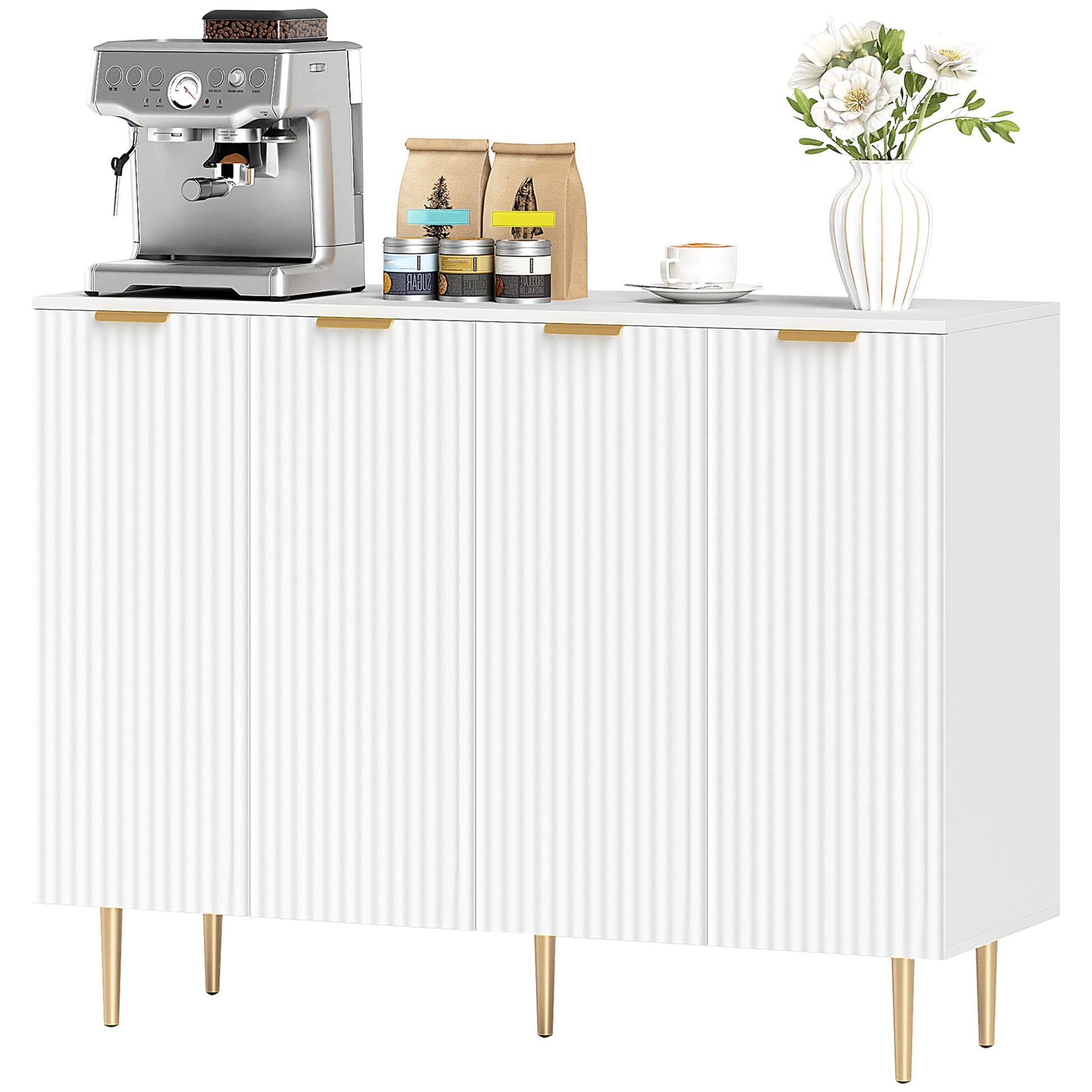 Sideboard Cabinet - White 47.2" W Adjustable Shelves-DECOROLALA