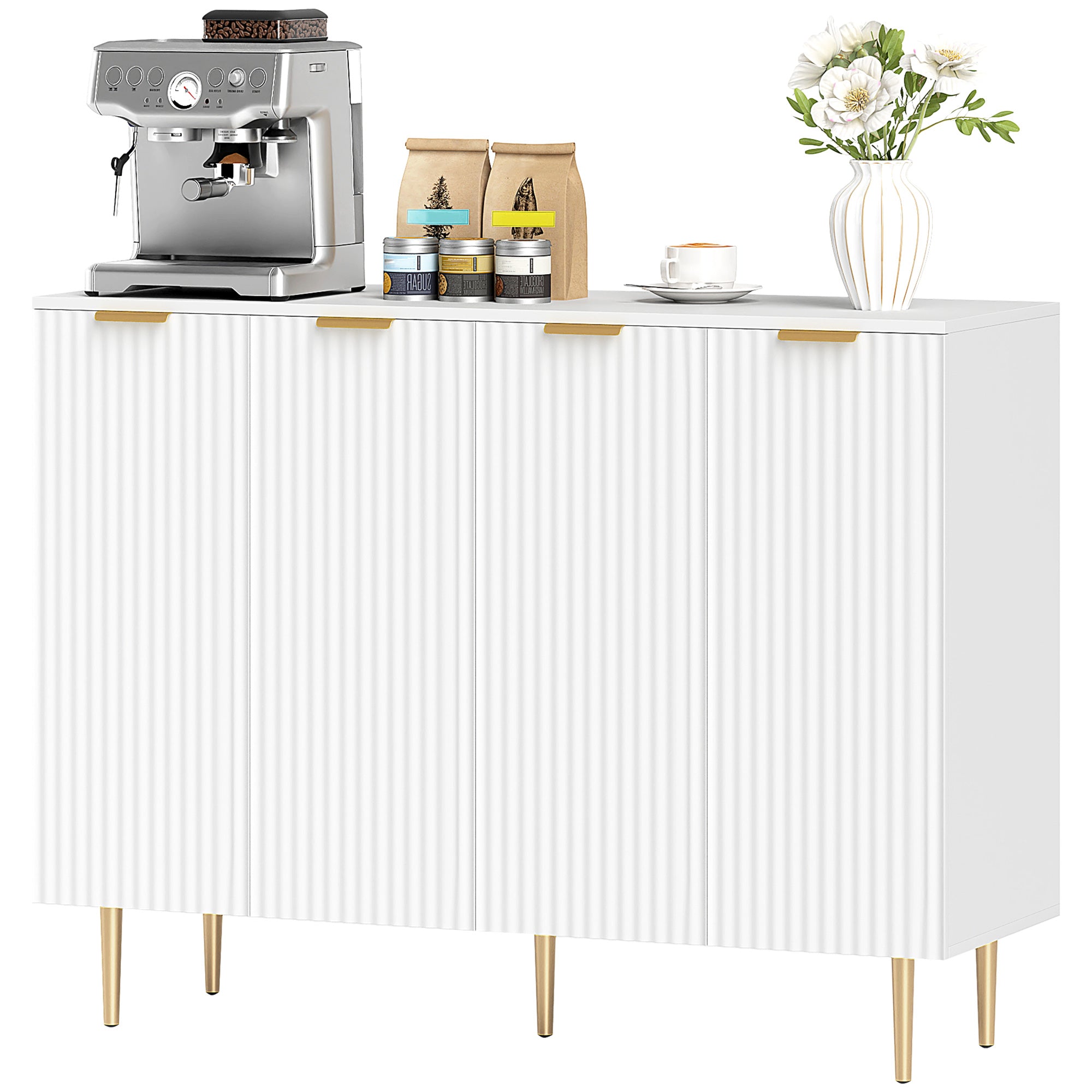 Sideboard Cabinet - White 47.2" W Adjustable Shelves-DECOROLALA