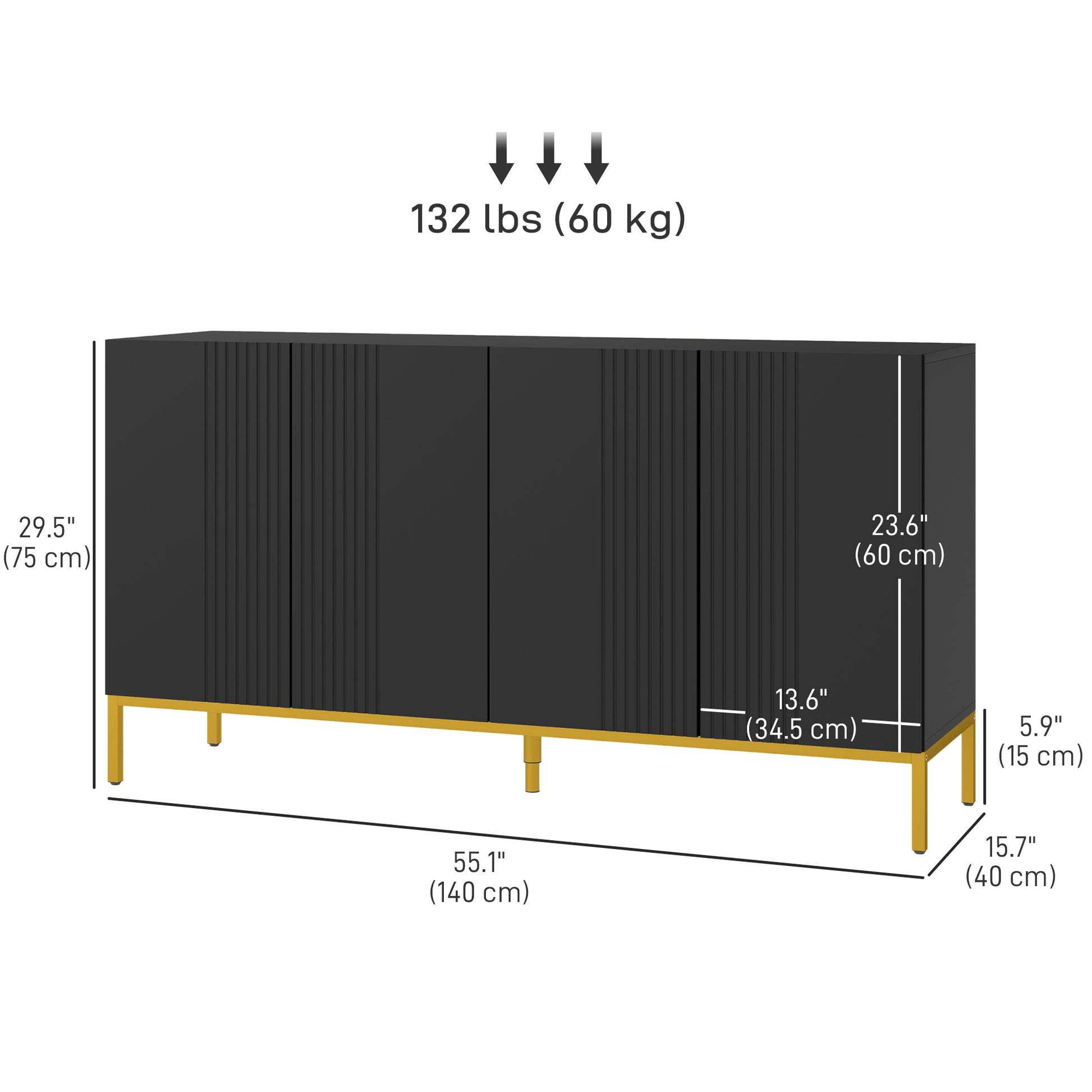 Sideboard Storage Cabinet - Black, Adjustable Shelves, Soft-Close Doors, Buffet-DECOROLALA