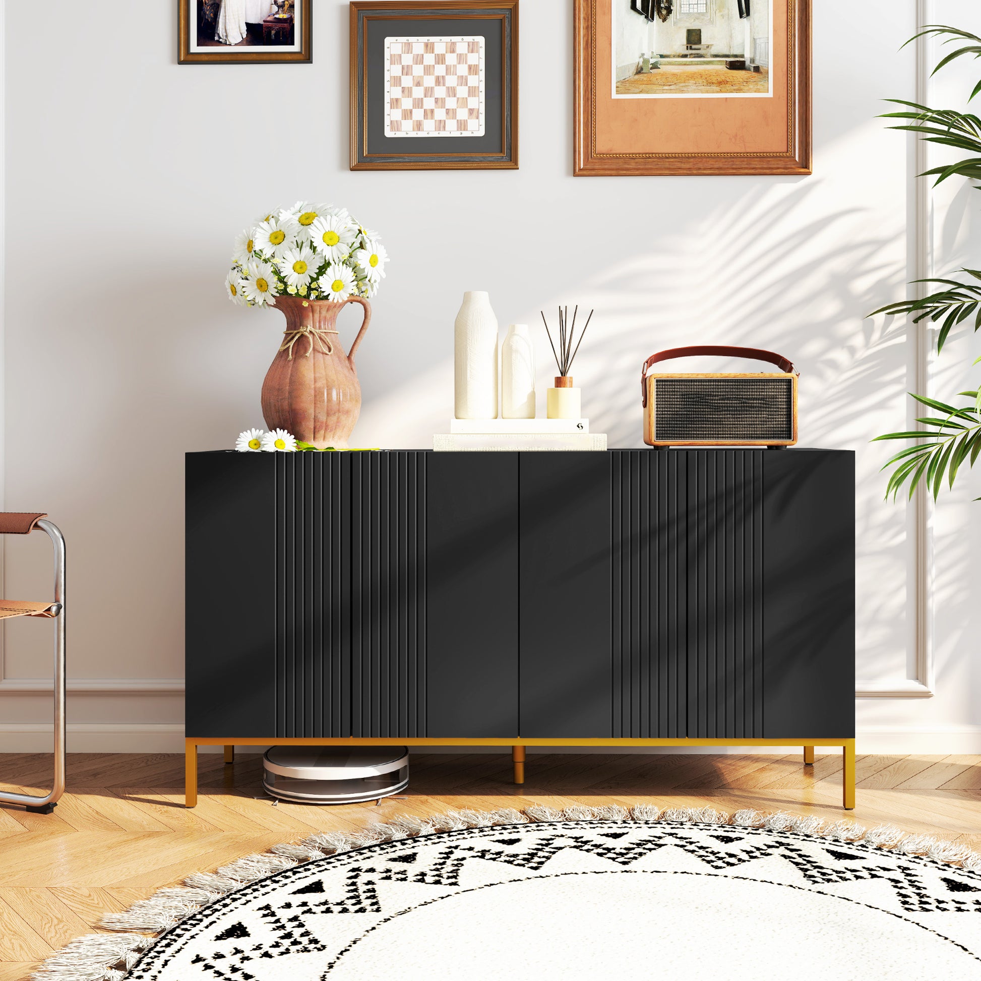 Sideboard Storage Cabinet - Black, Adjustable Shelves, Soft-Close Doors, Buffet-DECOROLALA