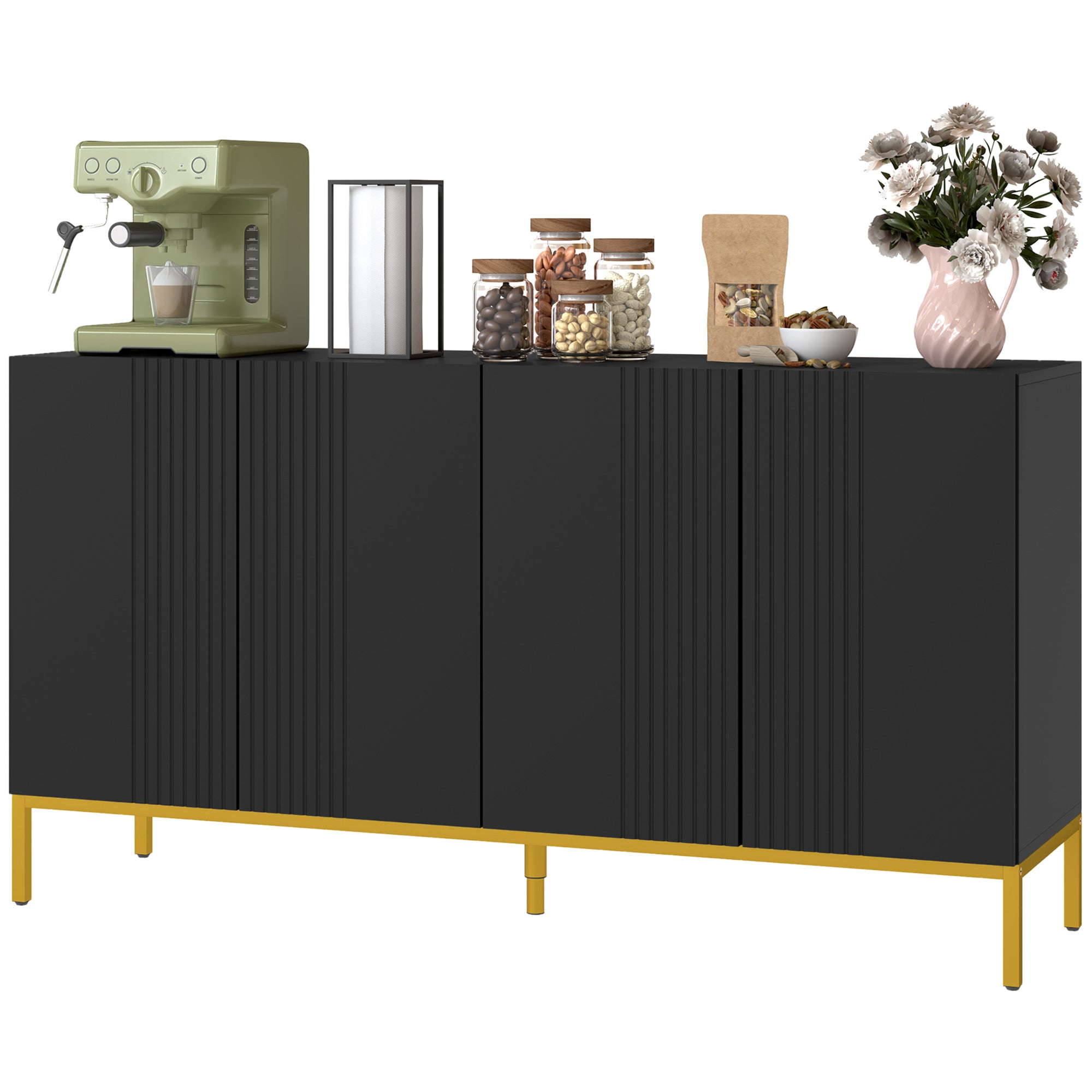 Sideboard Storage Cabinet - Black, Adjustable Shelves, Soft-Close Doors, Buffet-DECOROLALA