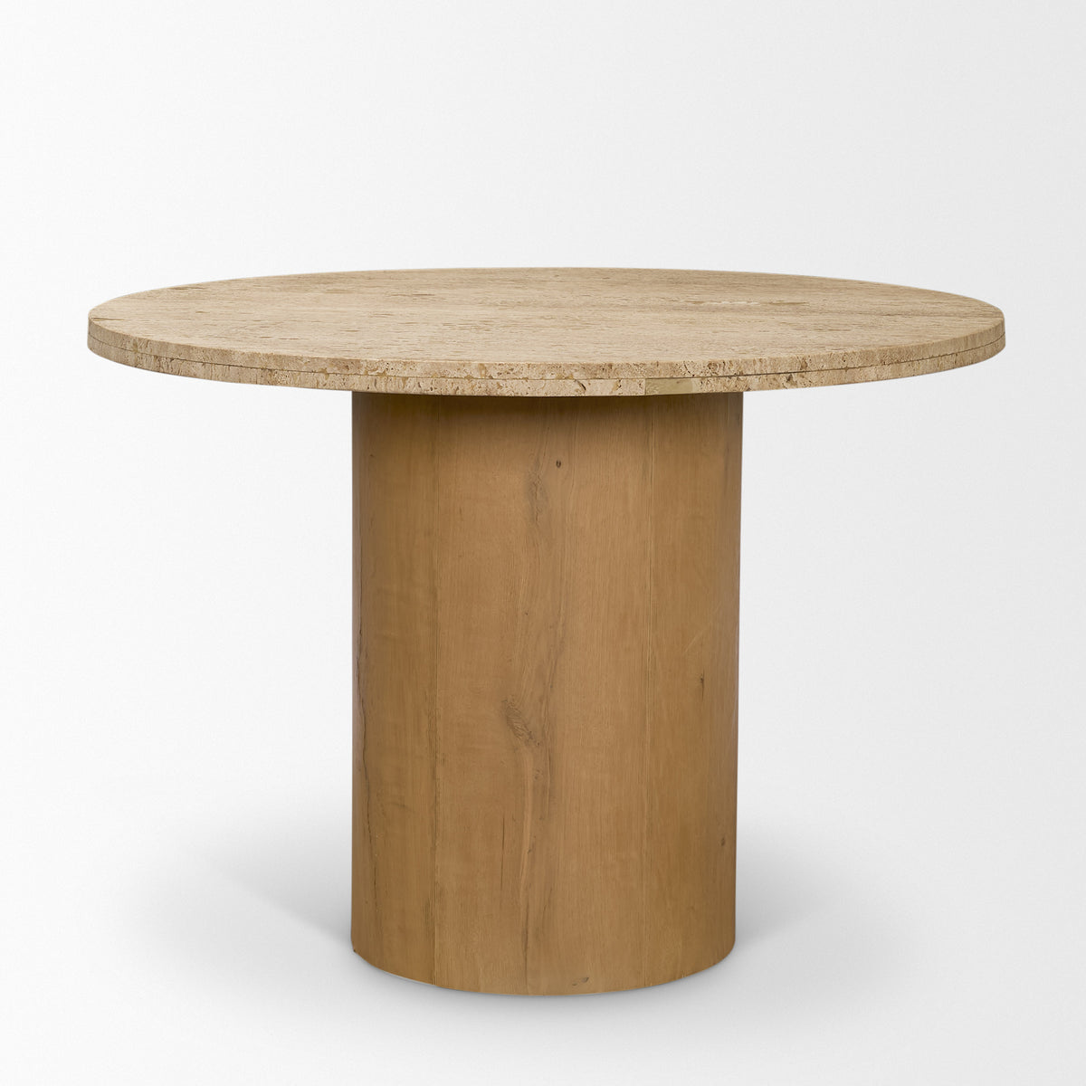 Siena 42" Round Pedestal Dining Table | Travertine | Seats 4-Dining Tables-DECOROLALA