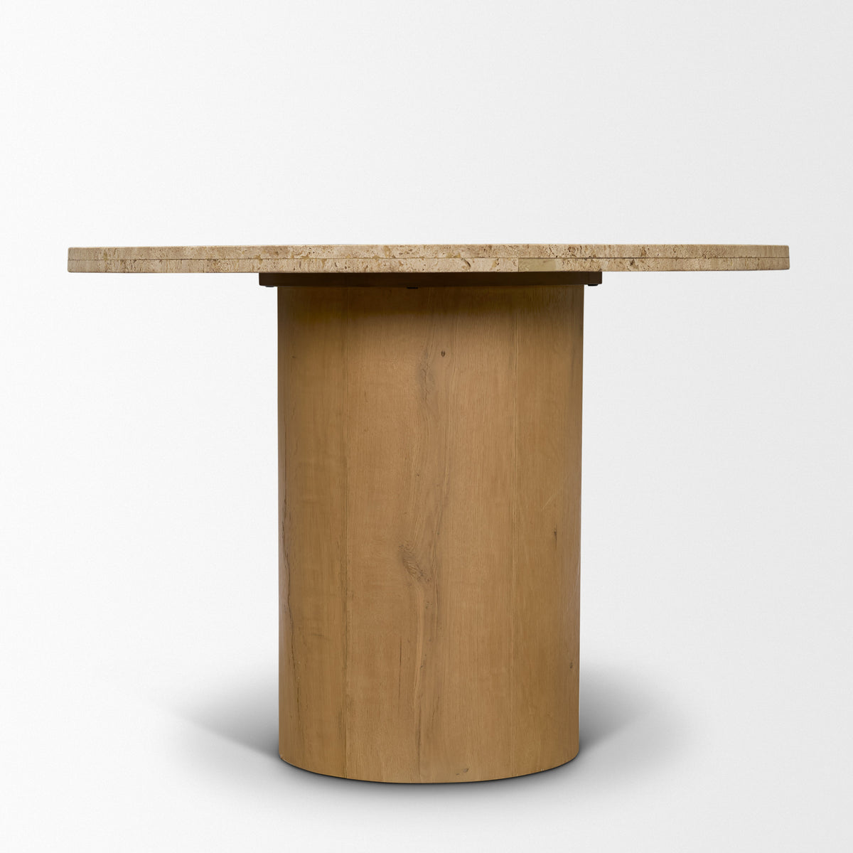 Siena 42" Round Pedestal Dining Table | Travertine | Seats 4-Dining Tables-DECOROLALA